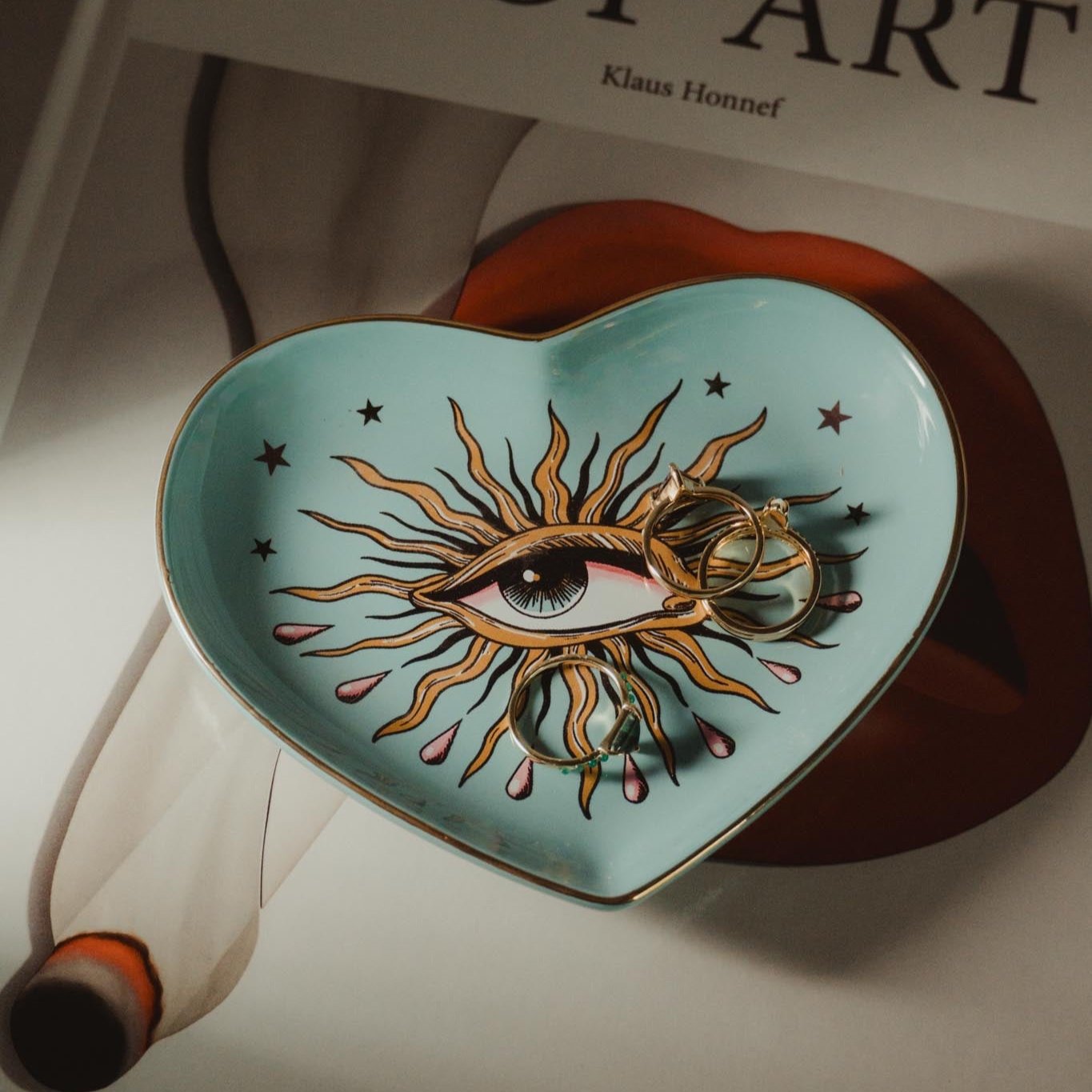 5" Ceramic Heart Dish - Pop Eye Heart - Blue