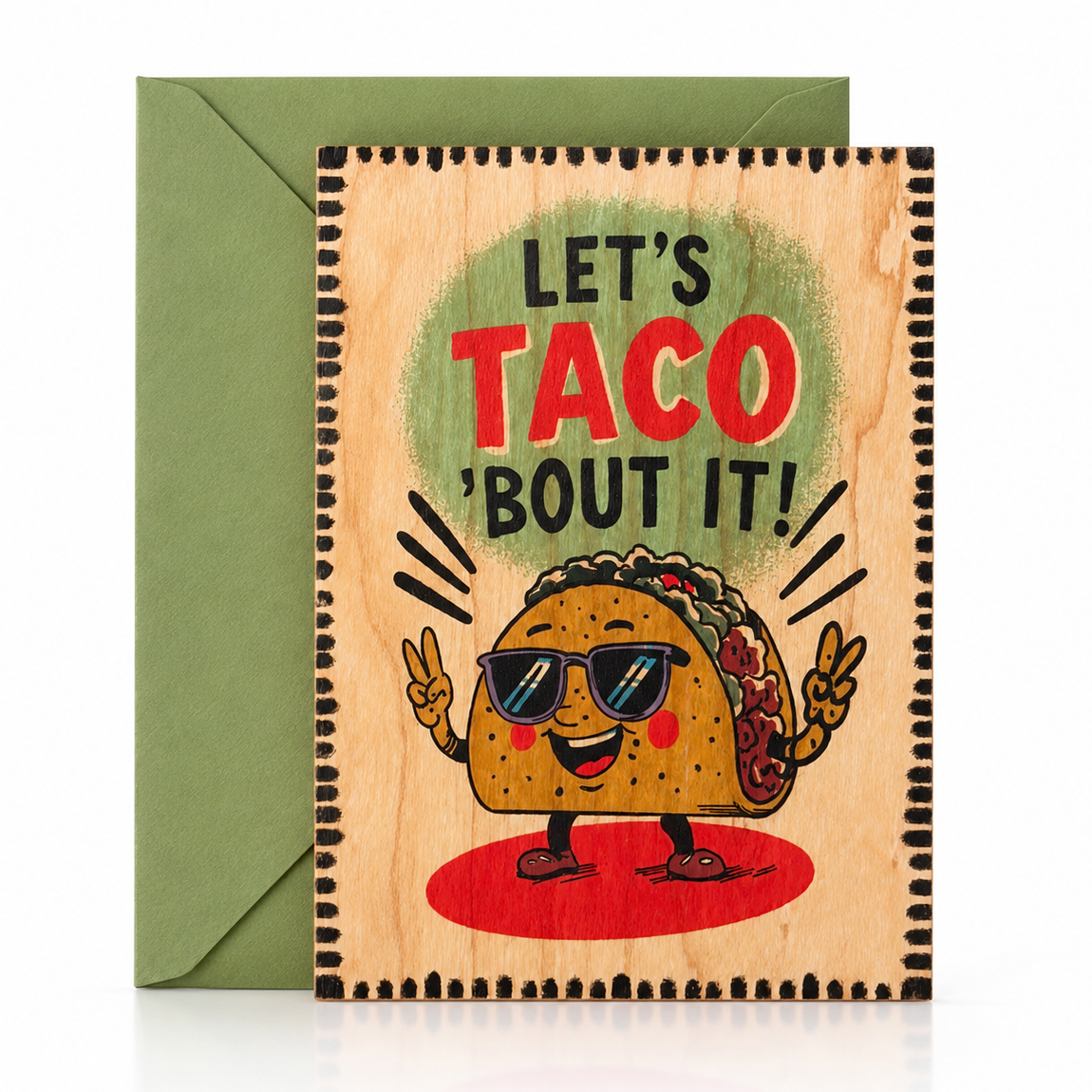 Wood Folding Card - Lets Taco Bout It 