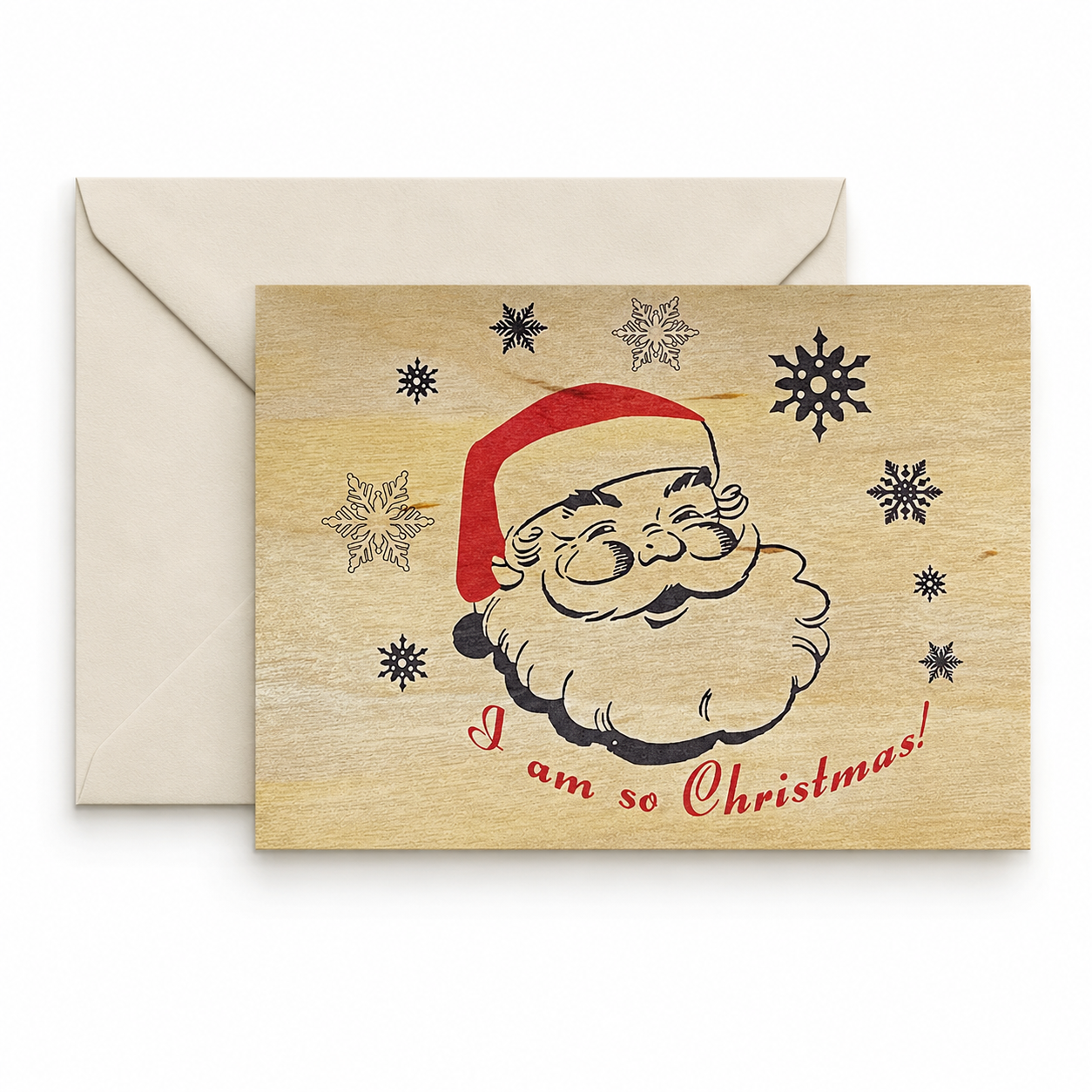 Wood Folding Card - So Christmas