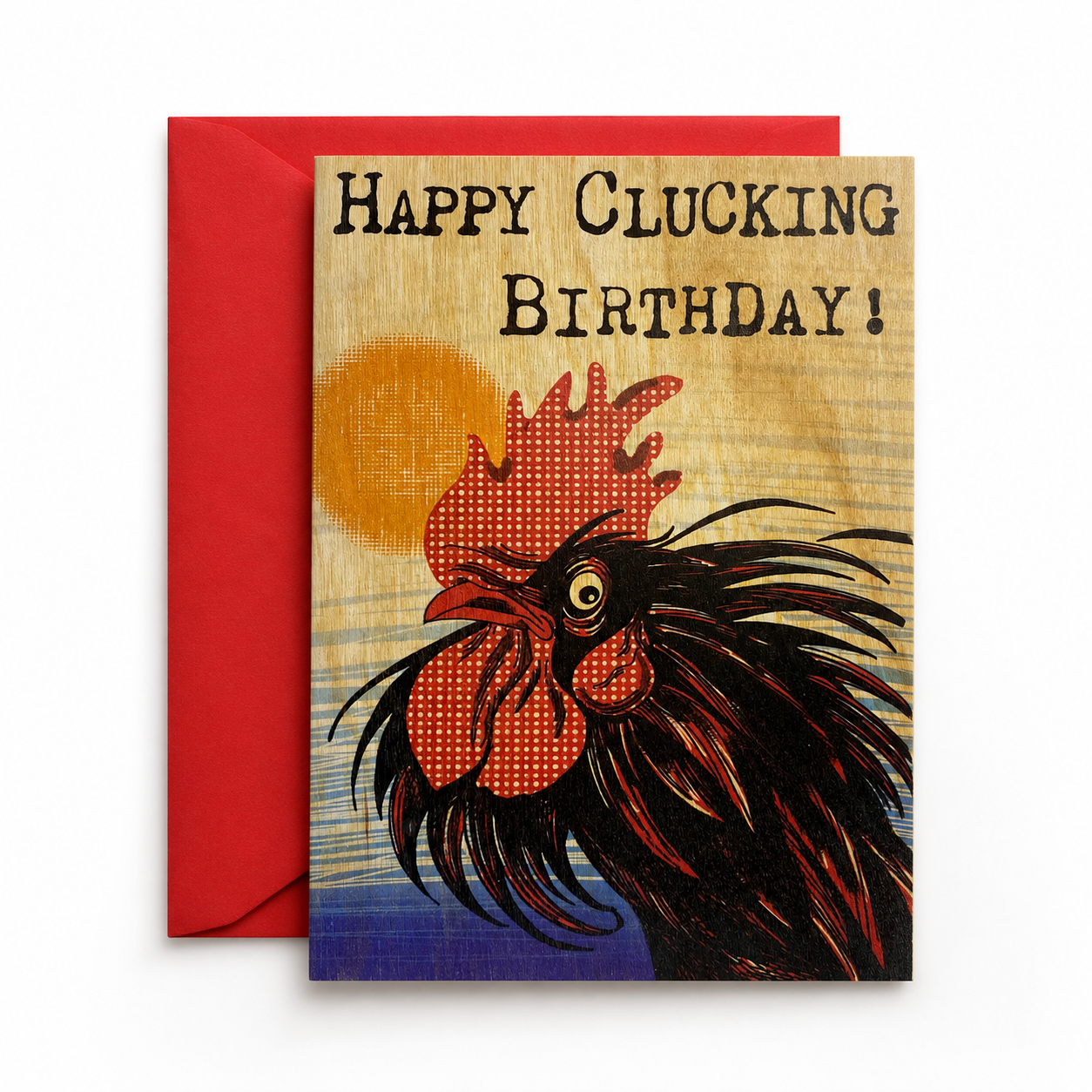 Wood Folding Card - Happy Cluckin' Birthday
