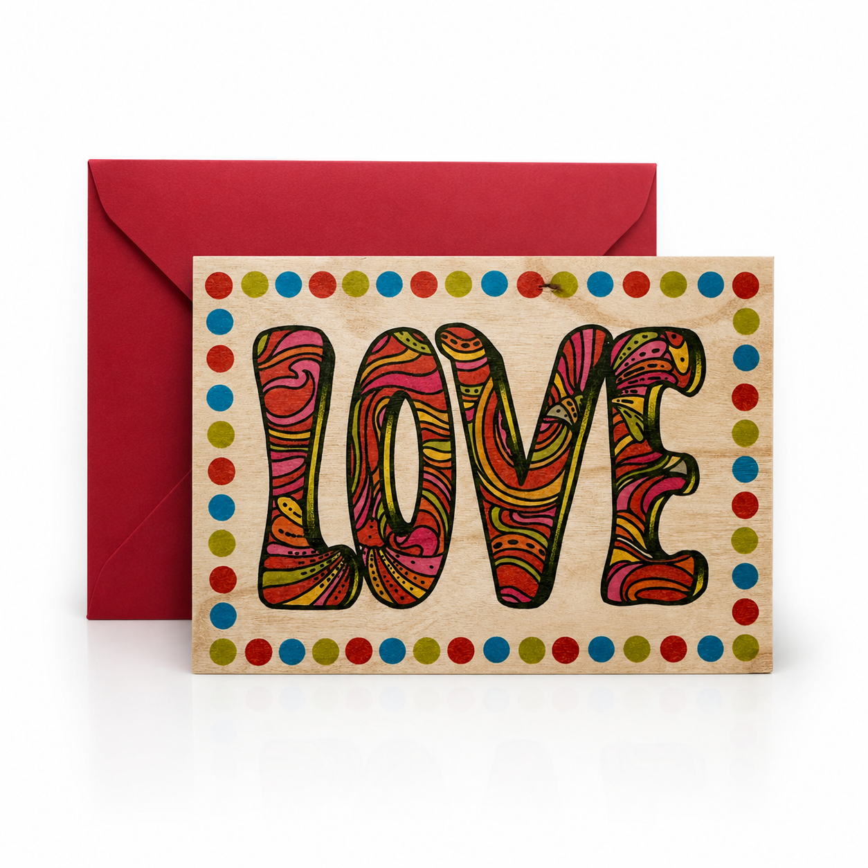Wood Folding Card - Groovy Love