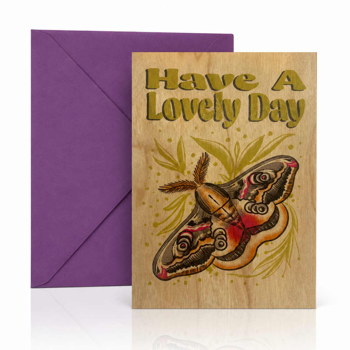 Wood Folding Card - Lovely Day Moth