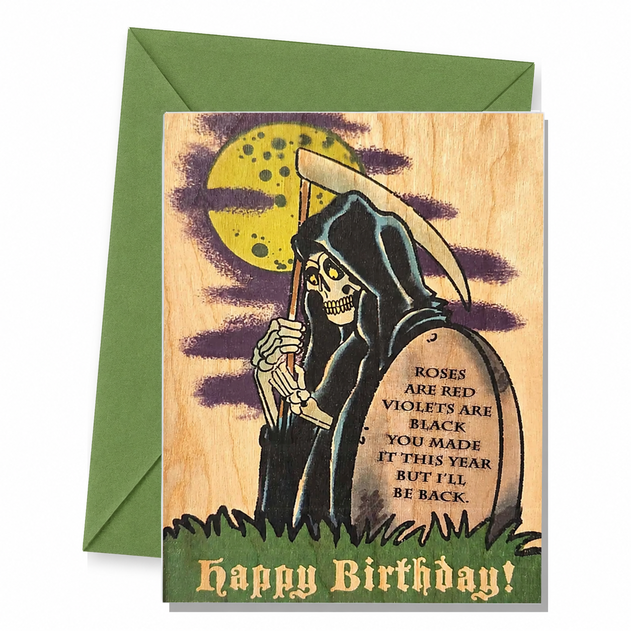 Wood Folding Card Reaper Birthday
