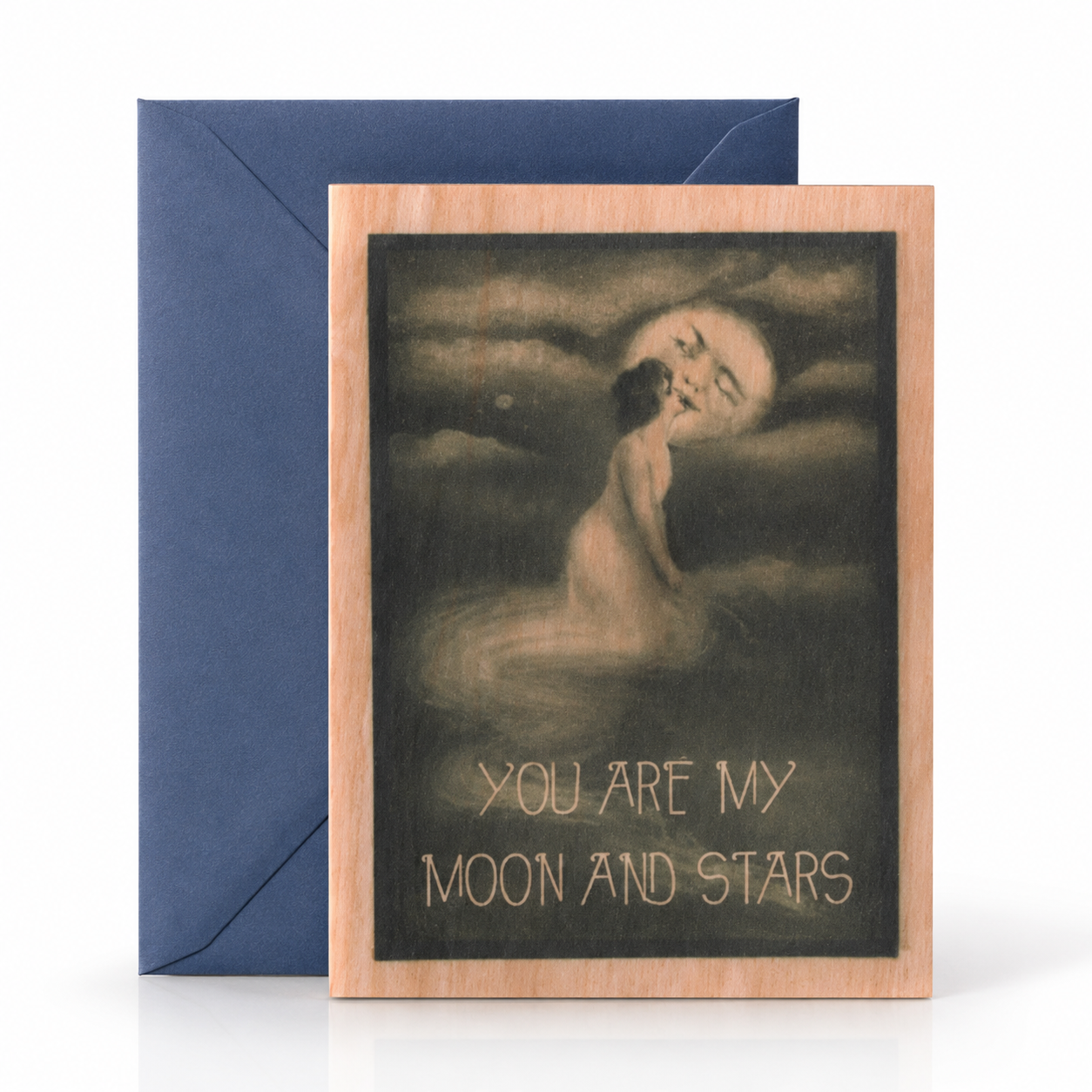 Wood Folding Card - Kiss The Moon