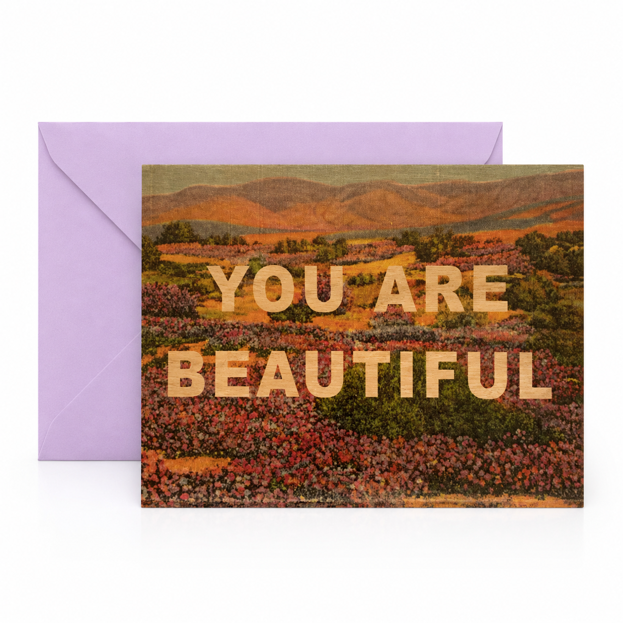 Wood Folding Card - You Are Beautiful