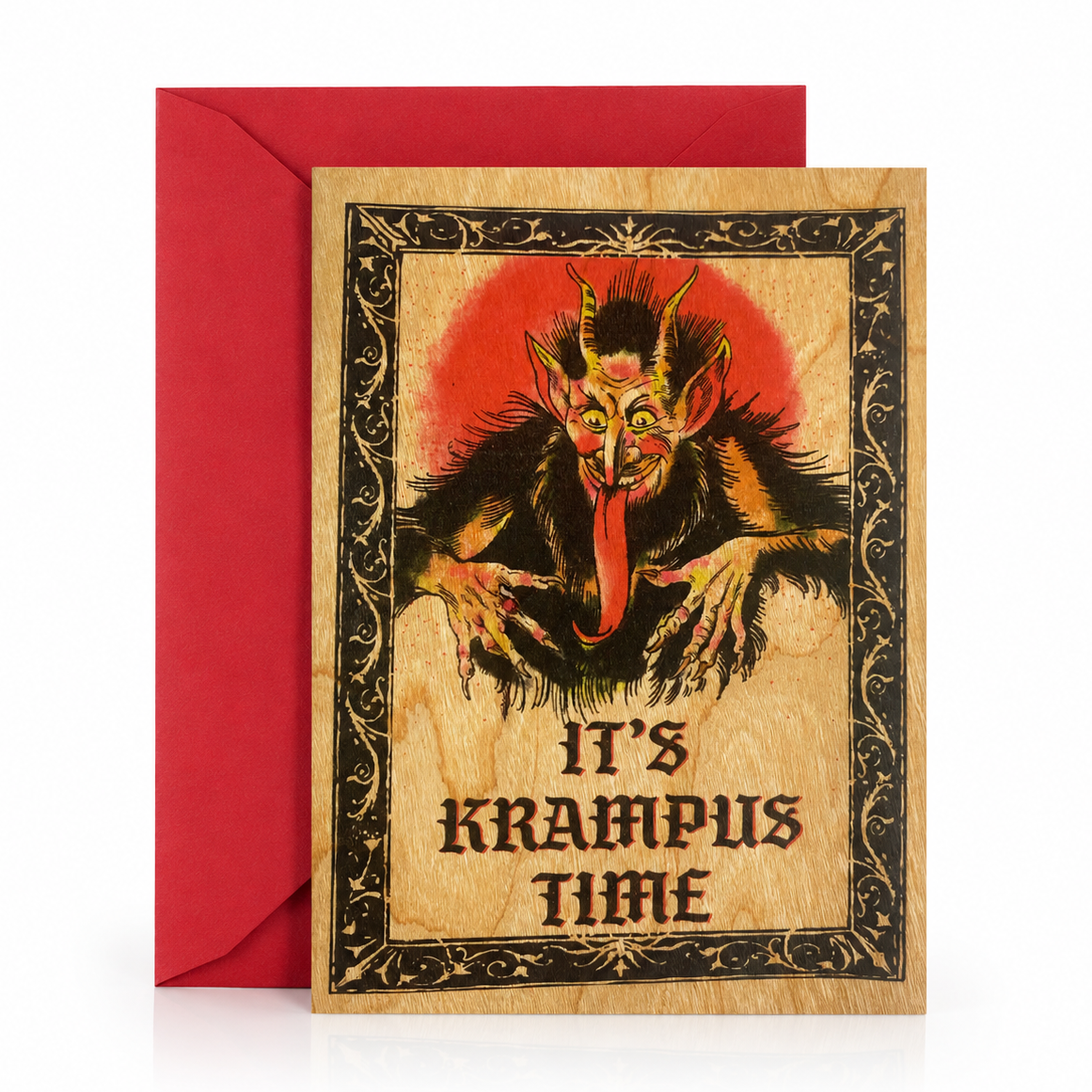 Wood Folding Card  - Krampus Time