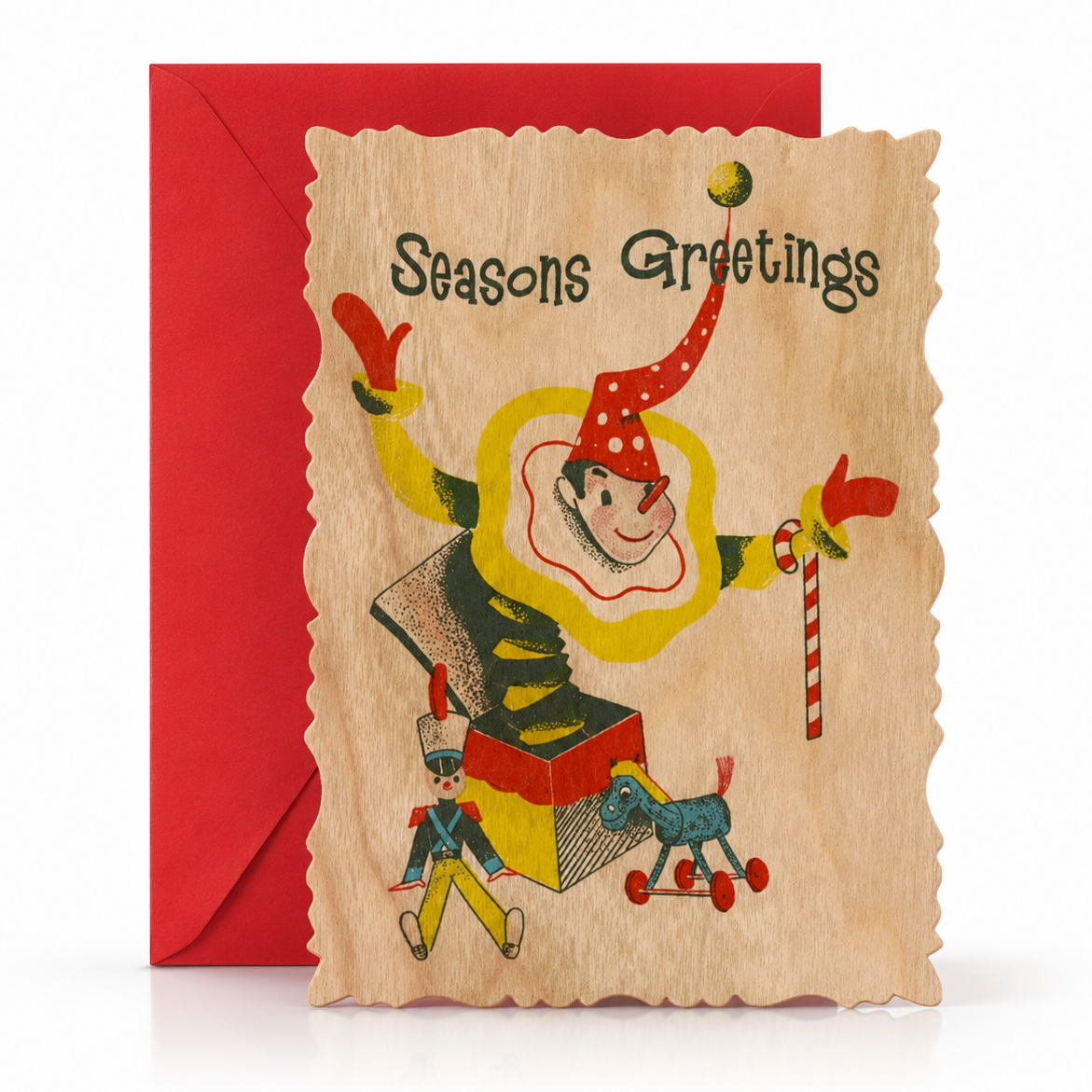 Wood Card Flat - Holiday Jack In The Box