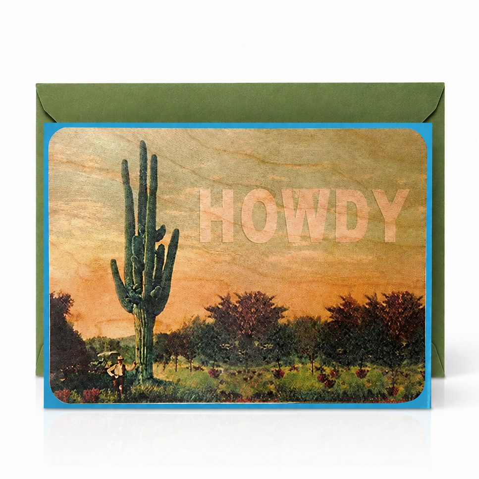 Wood Flat Card - Everyday Howdy Cactus