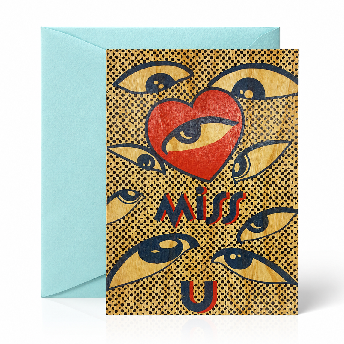 Wood Folding Card - Eye Miss You
