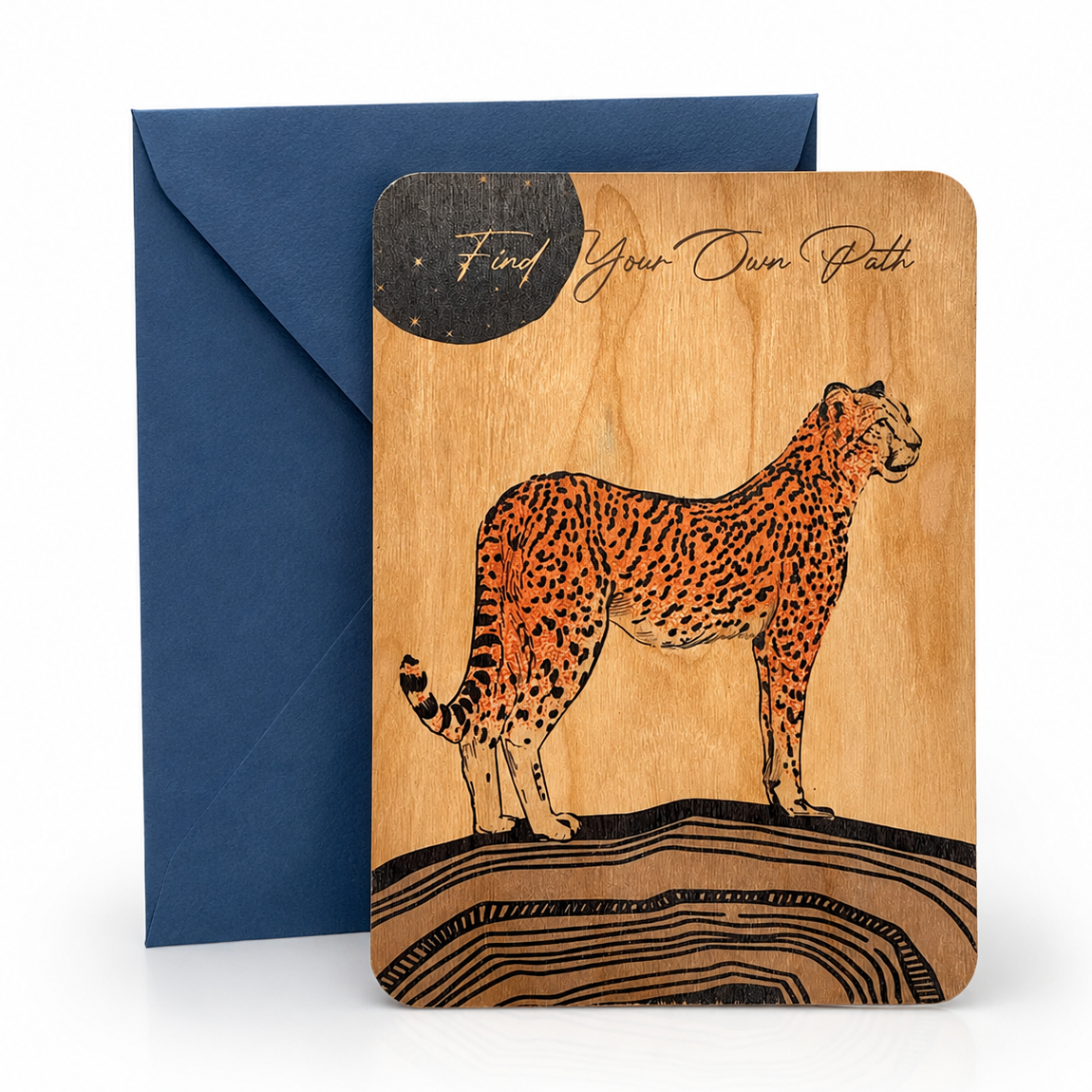 Wood Card - Find Your Own Path Cheetah