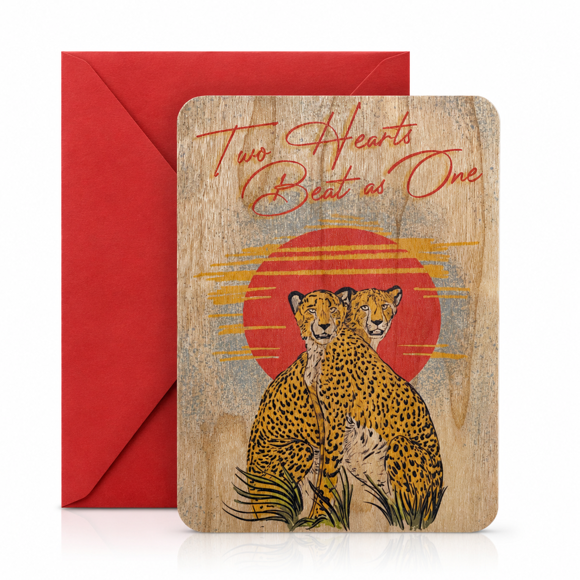 Wood Card - Two Hearts