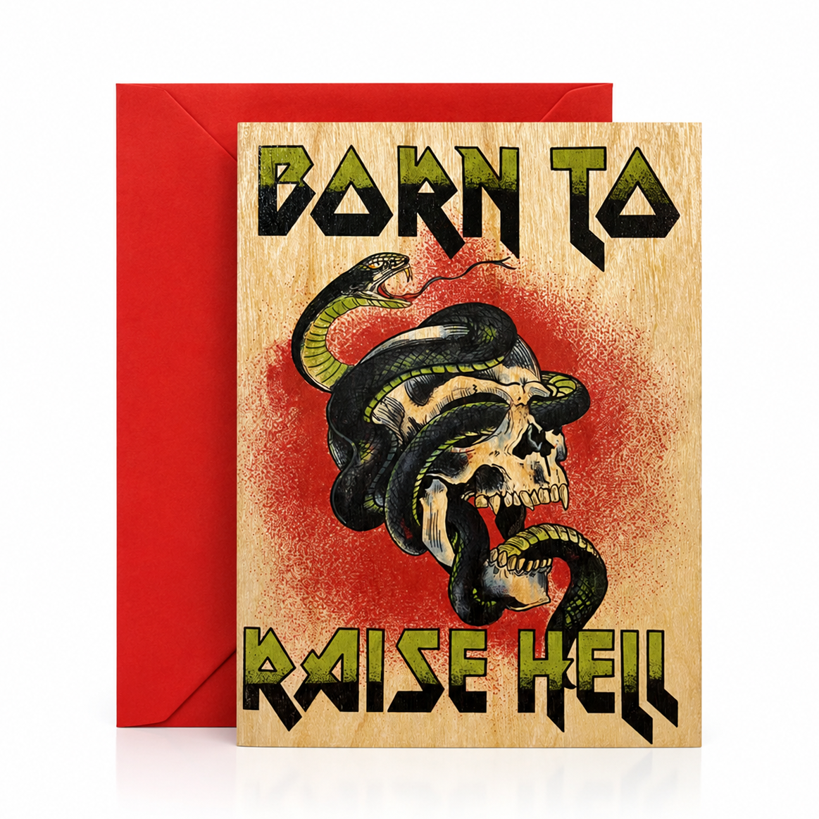 Wood Folding Card -Raise Hell