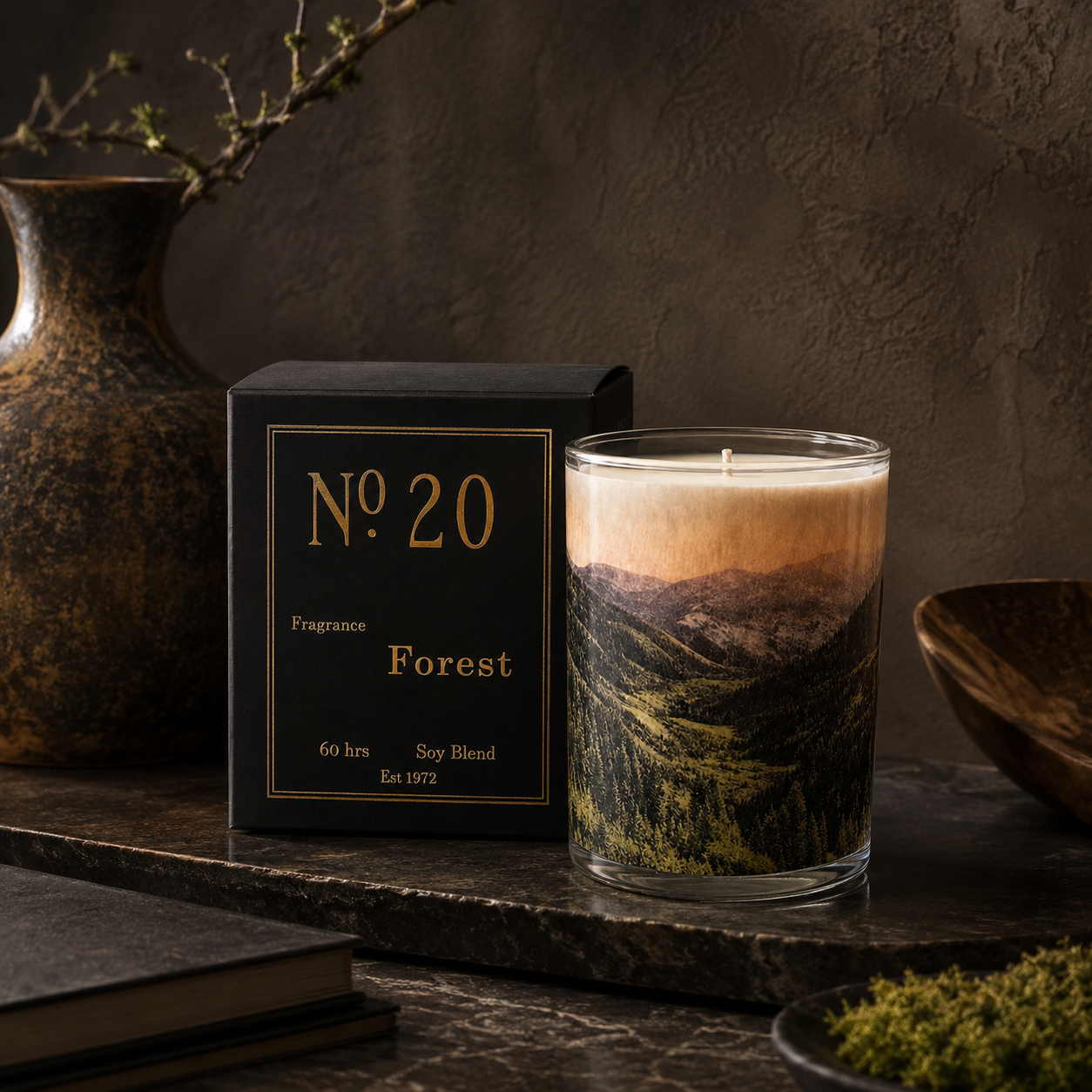 No. 20 Forest Wood Wrapped Candle