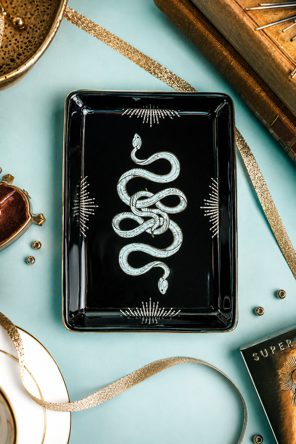 Snake Ceramic Tray - Golden Age Serpent