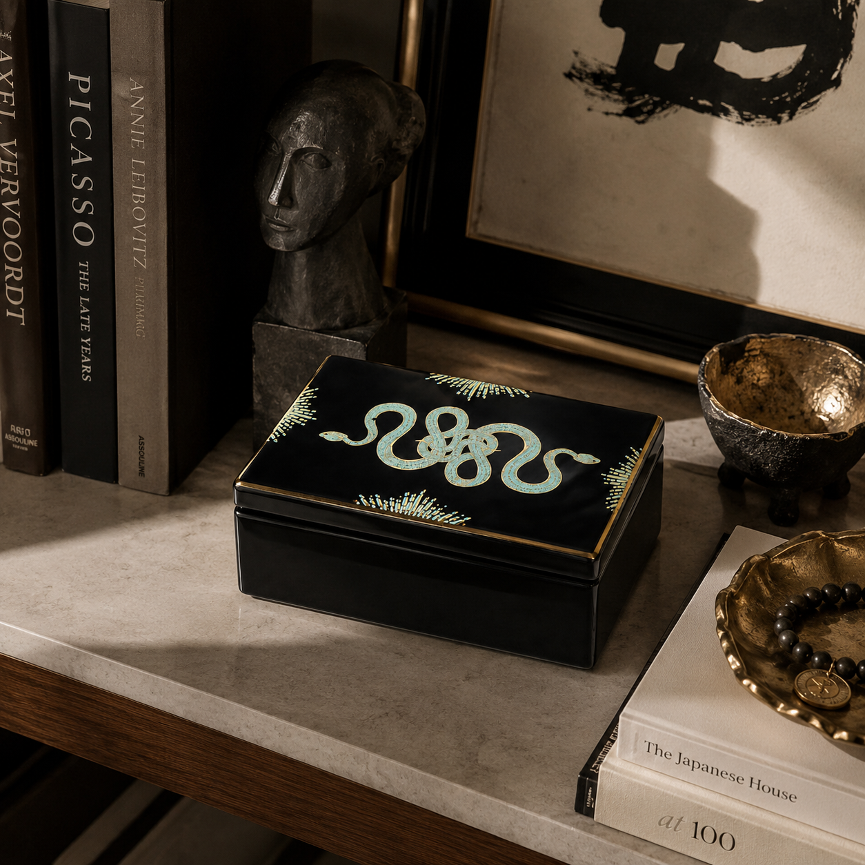 Golden Age Snake ceramic Box