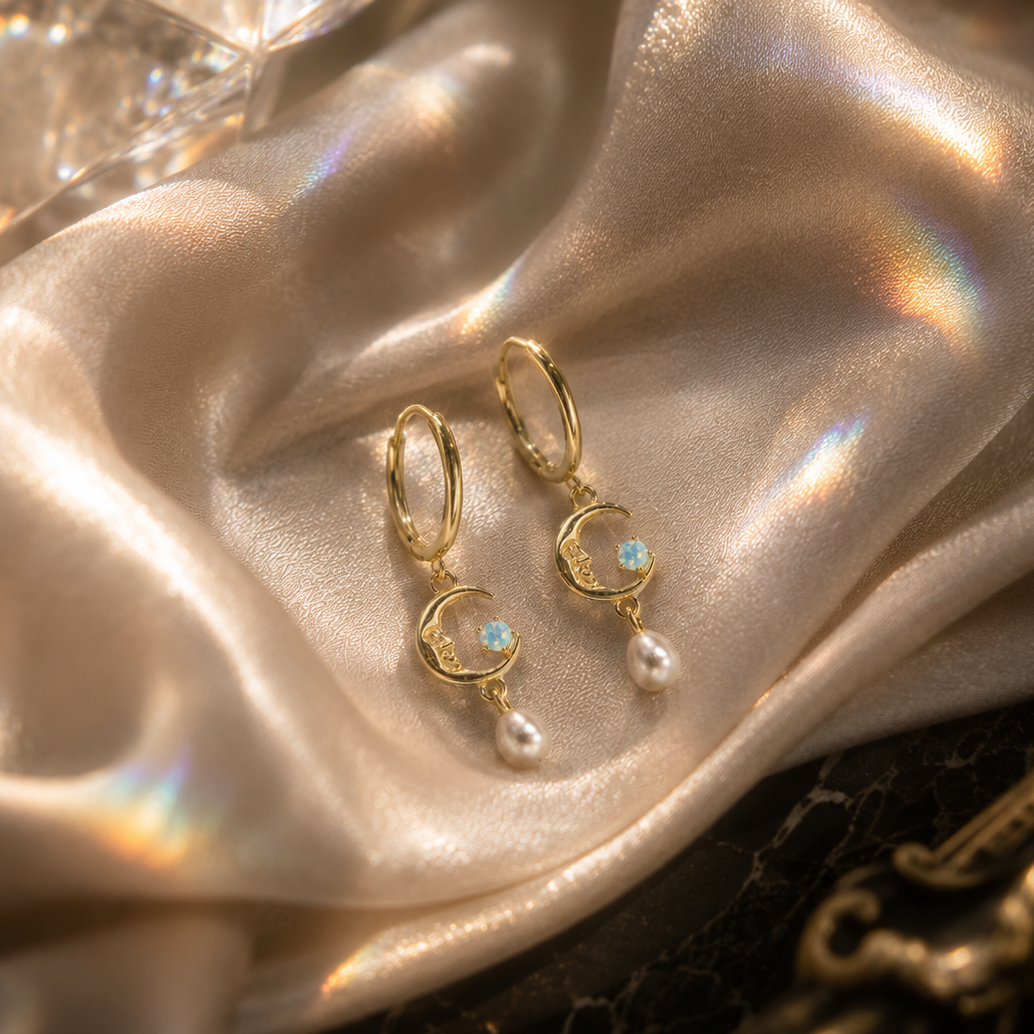 Moonlit Dreams Pearl Hoops