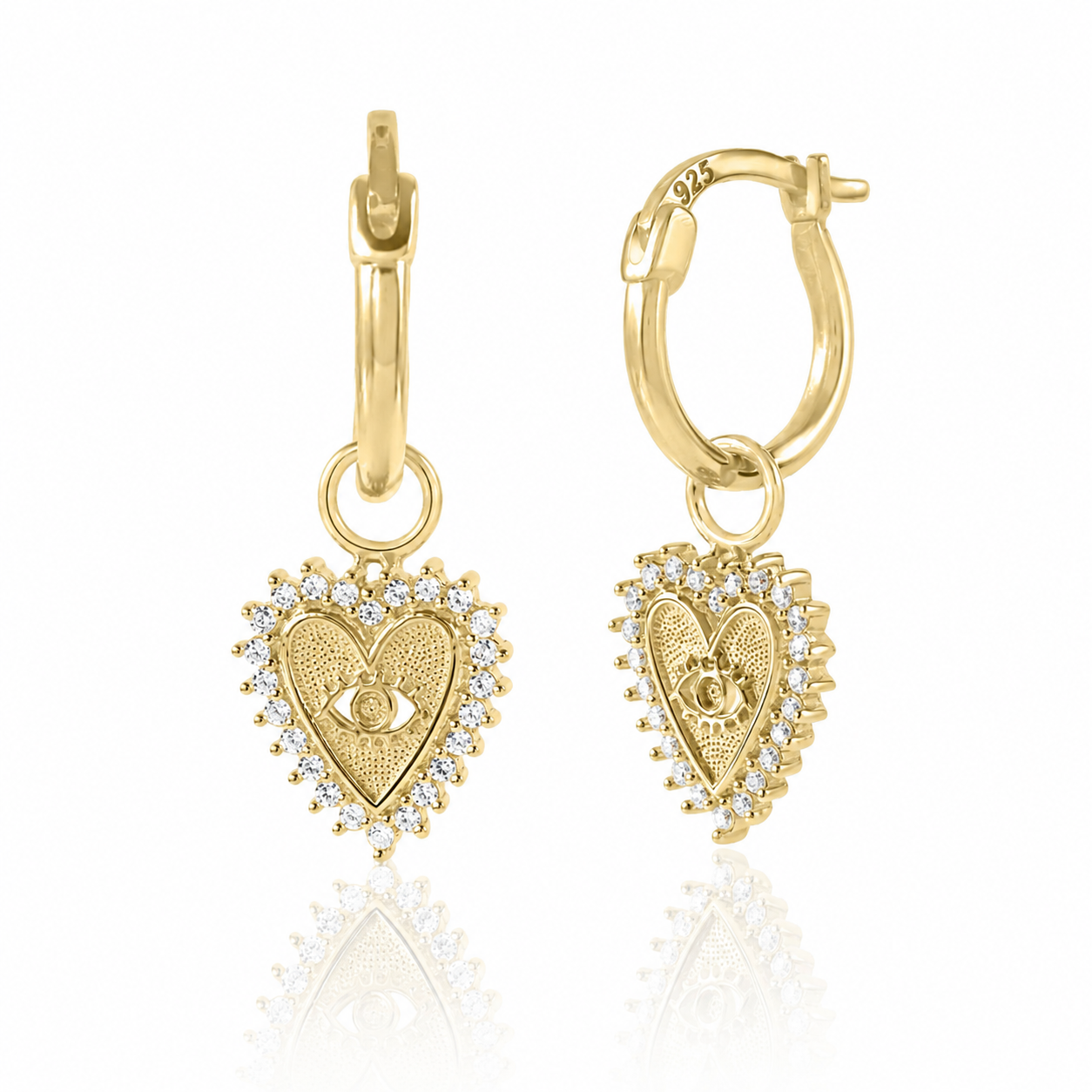 Eye Heart You Gold Huggie Earrings