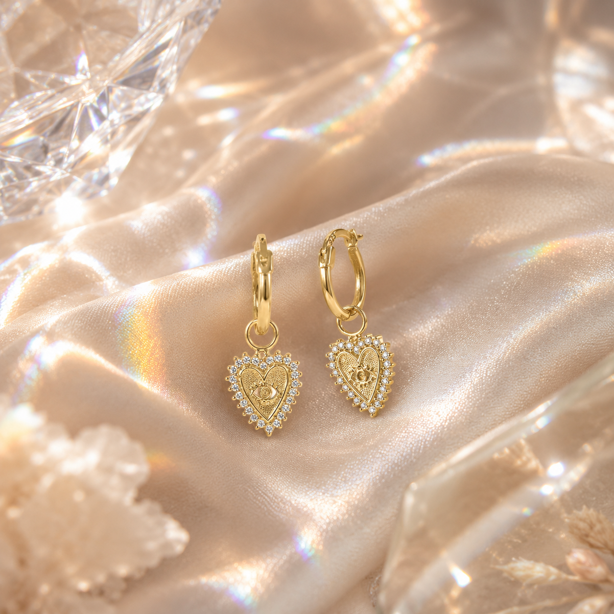 Eye Heart You Gold Huggie Earrings