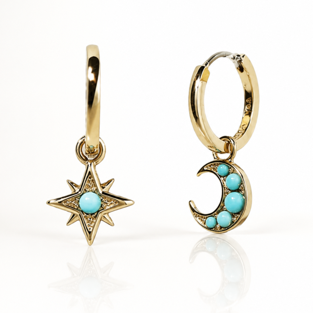 Nova Turquoise Dangle Huggie Earrings