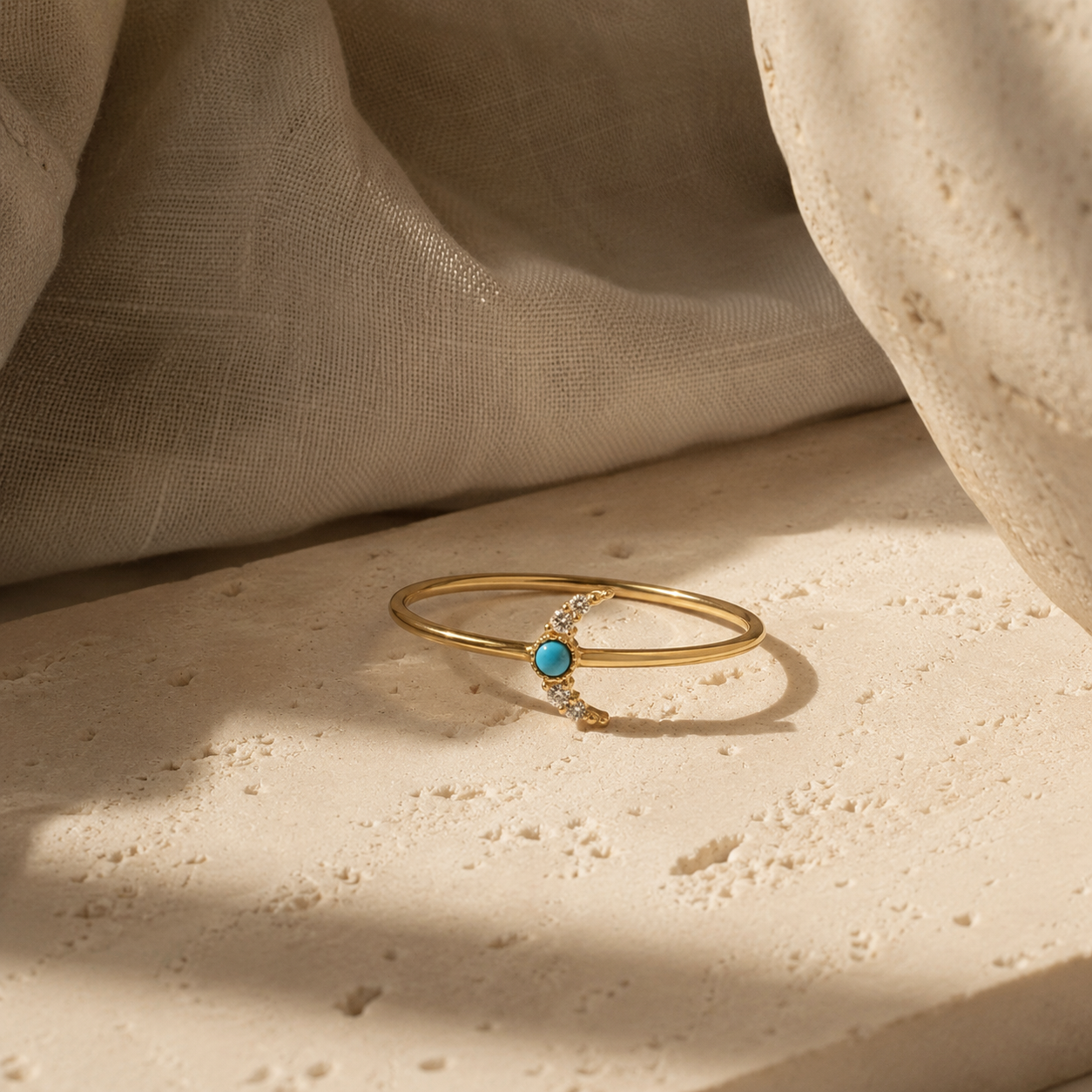 Tiny Crescent Turquoise RIng