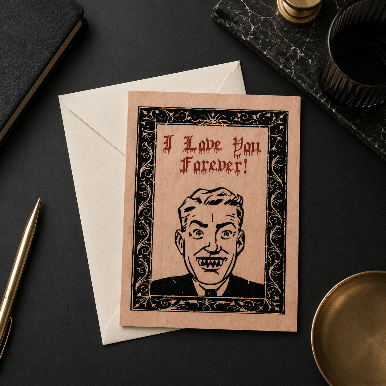 Wood Folding Card - Vampire Forever