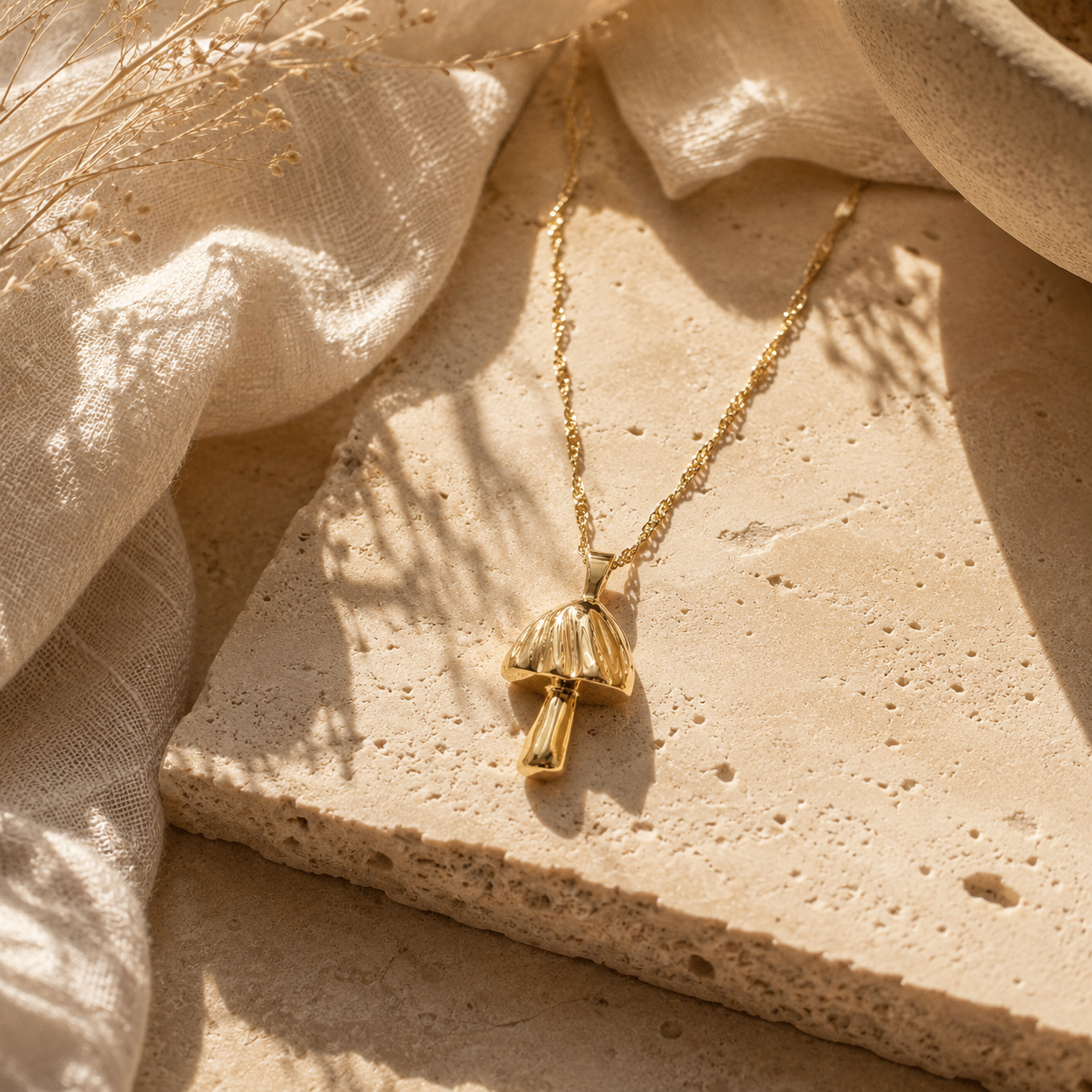 Tiny Mushroom Charm Necklace