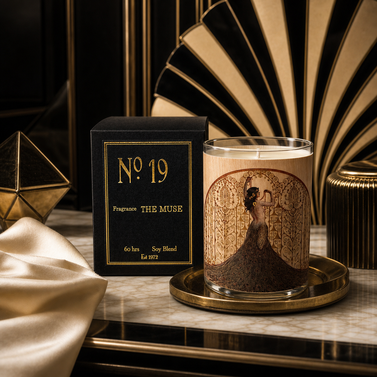 No. 19 Muse Wood Wrapped Candle