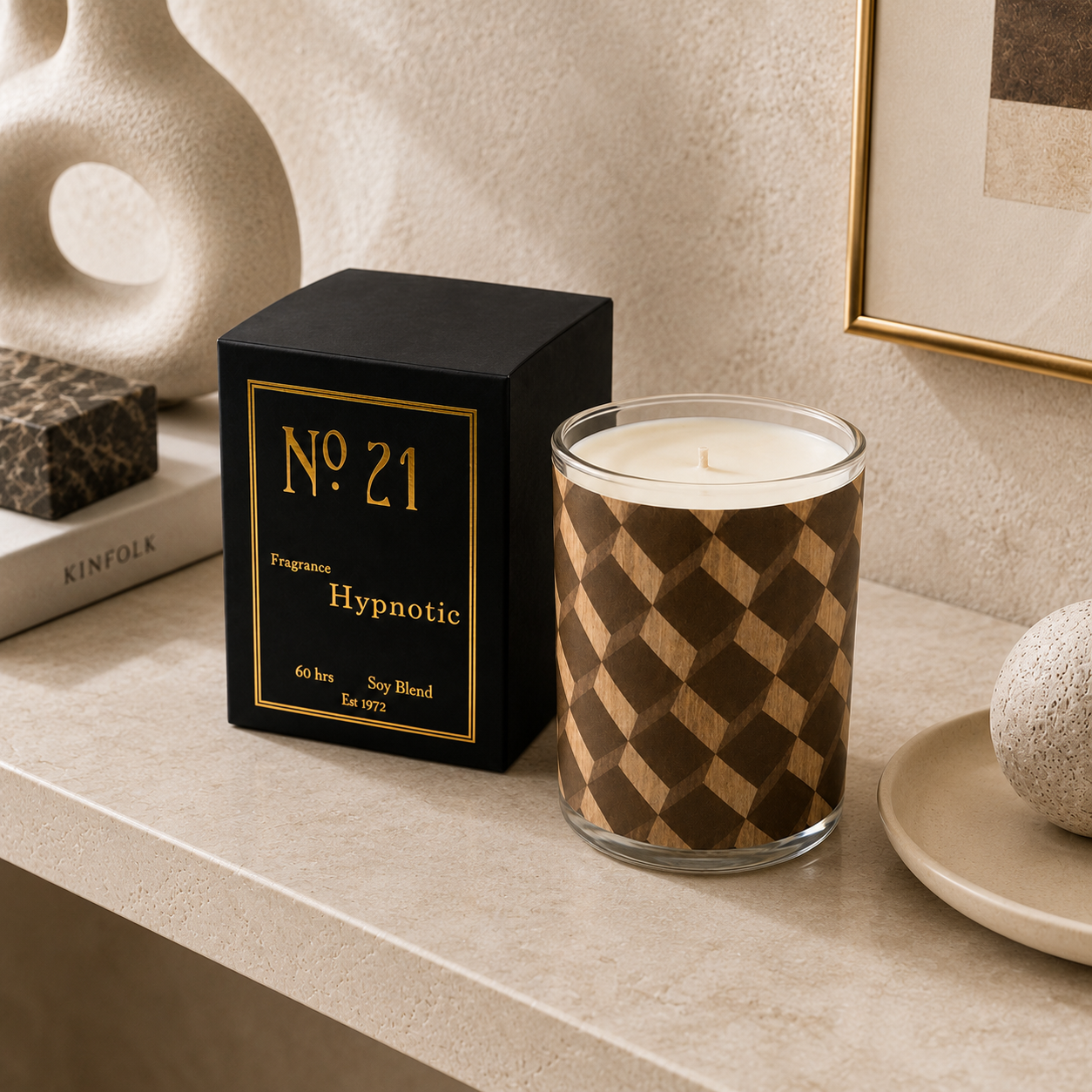 No. 21 Hypnotic Wood Wrapped Candle