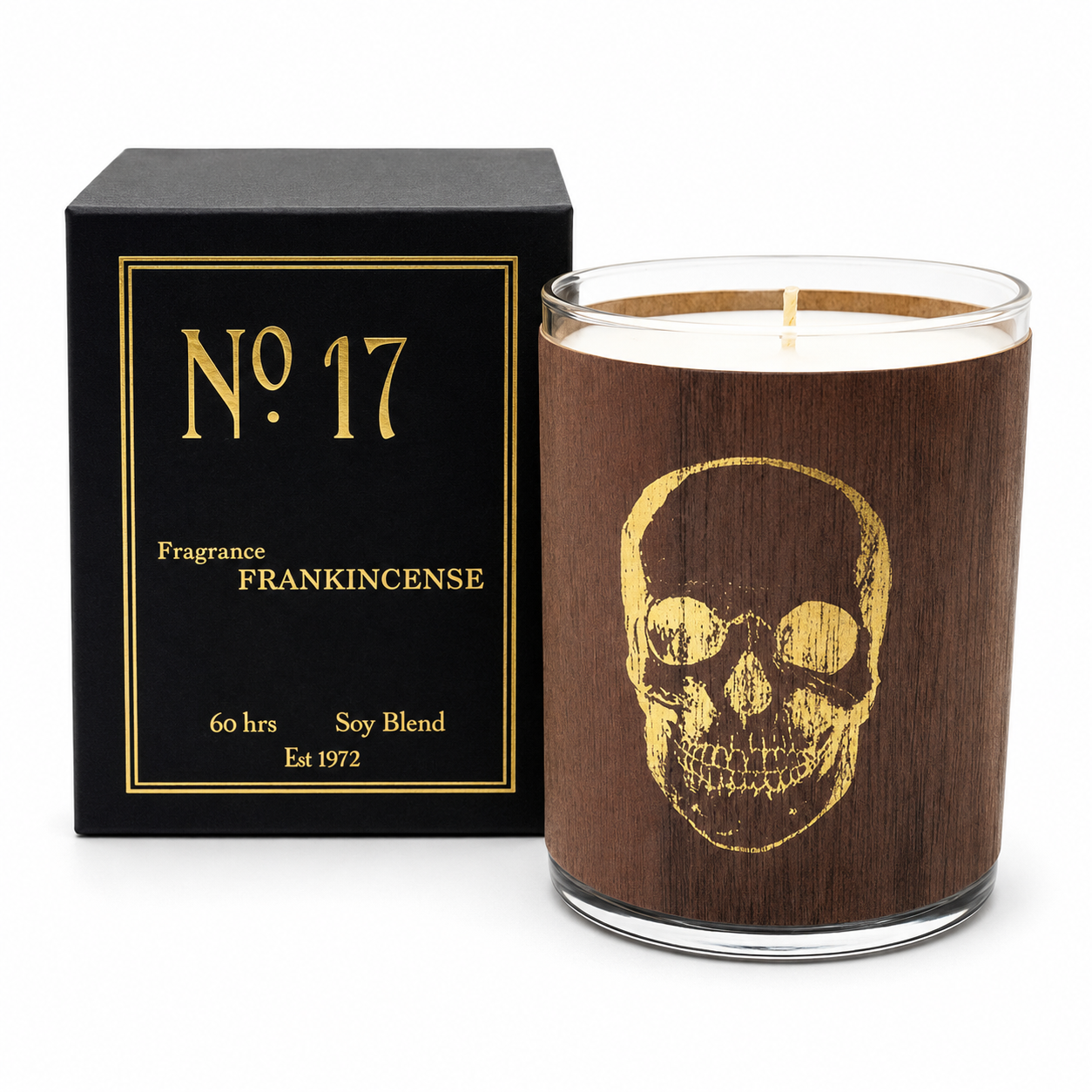 No. 17 Gold Skull Frankincense Wood Candle