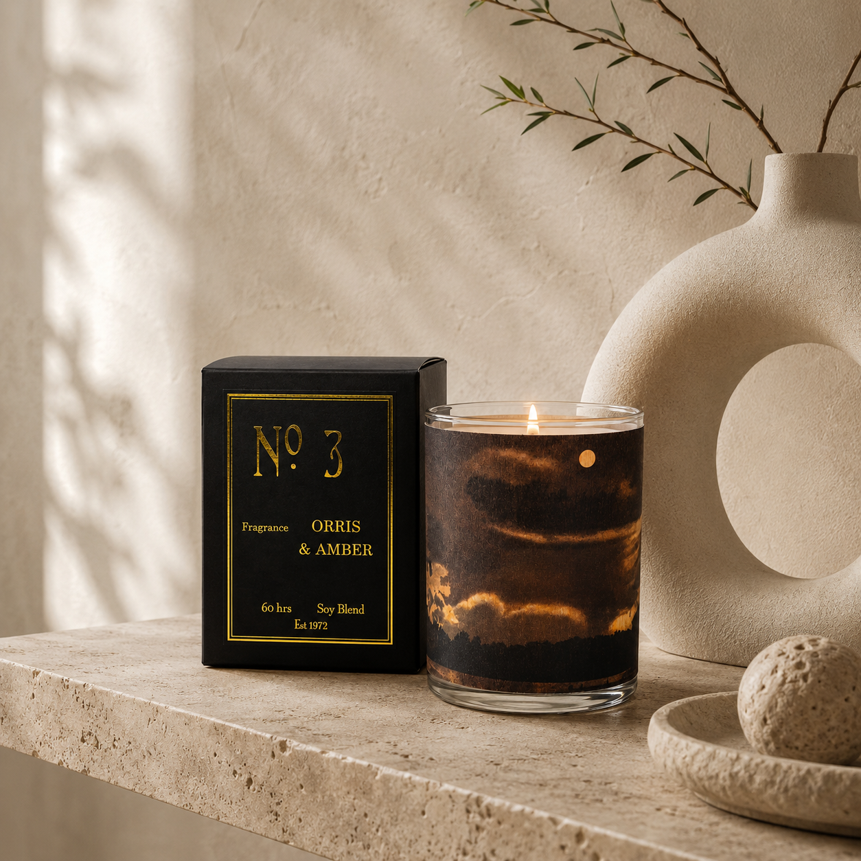 No. 3 Orris and Amber Wood Candle