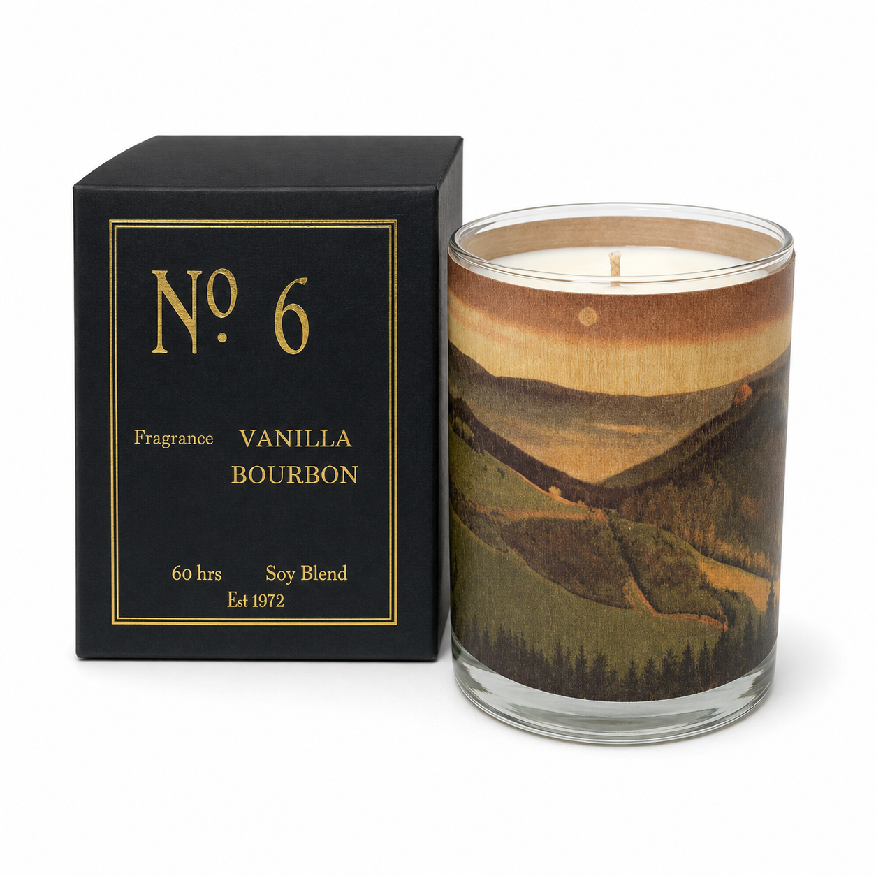 No. 6 Vanilla Bourbon Amber Wood Candle