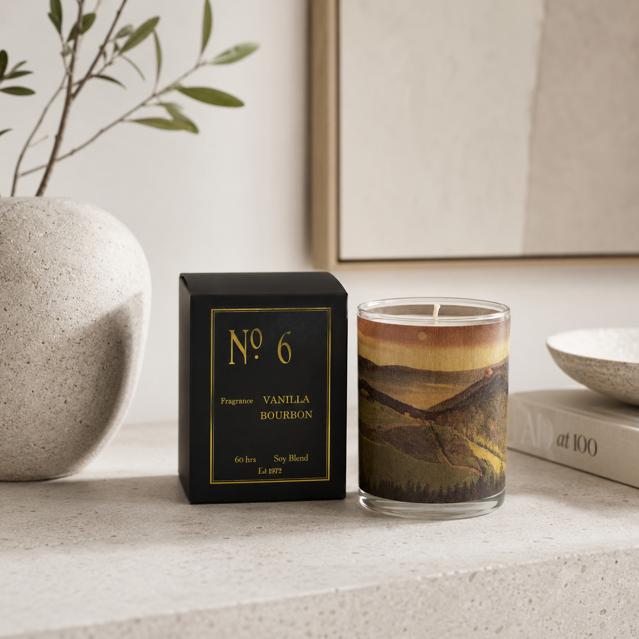 No. 6 Vanilla Bourbon Amber Wood Candle