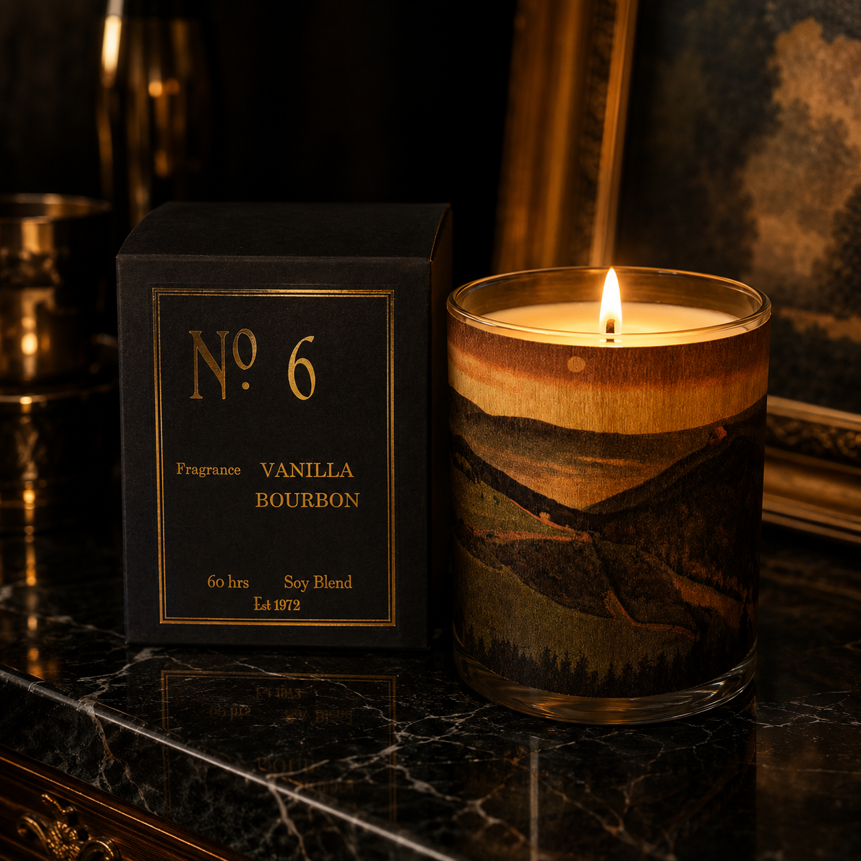 No. 6 Vanilla Bourbon Amber Wood Candle
