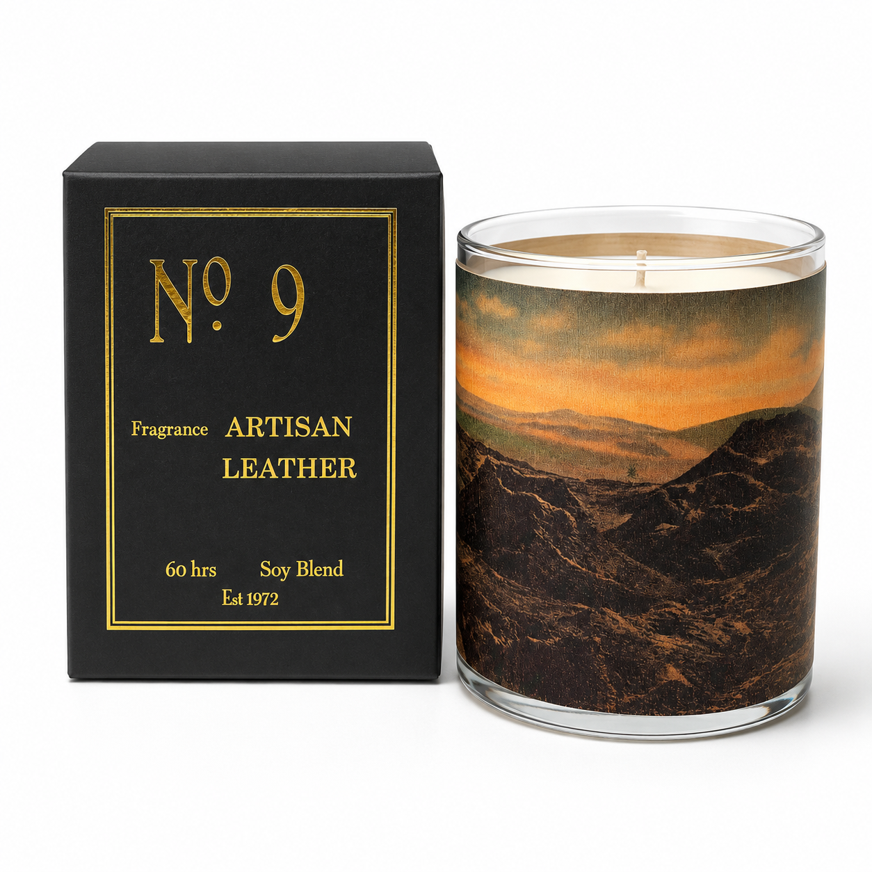 No. 9 Artisan Leather Wood Candle