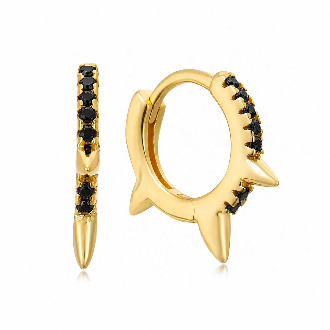 Black Onyx Spike Huggie Earrings