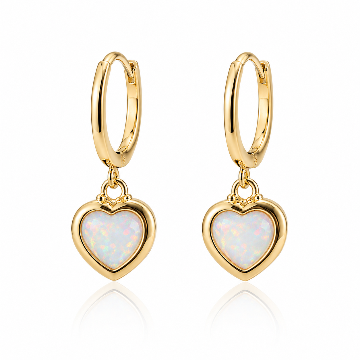 Opal Heart Hoop Earrings