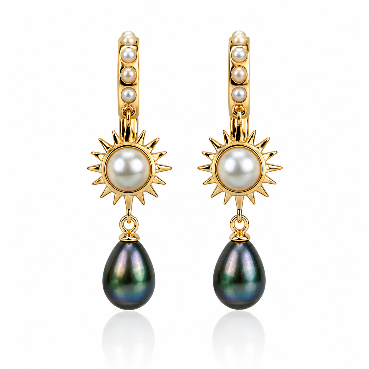 Solar Pearl Midnight Drop Earrings