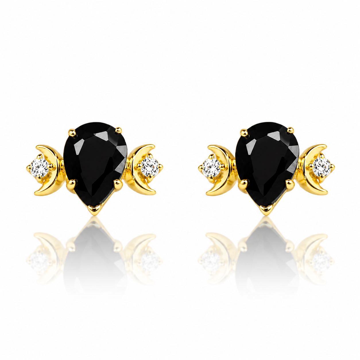 Double Crescent Black Onyx Earrings