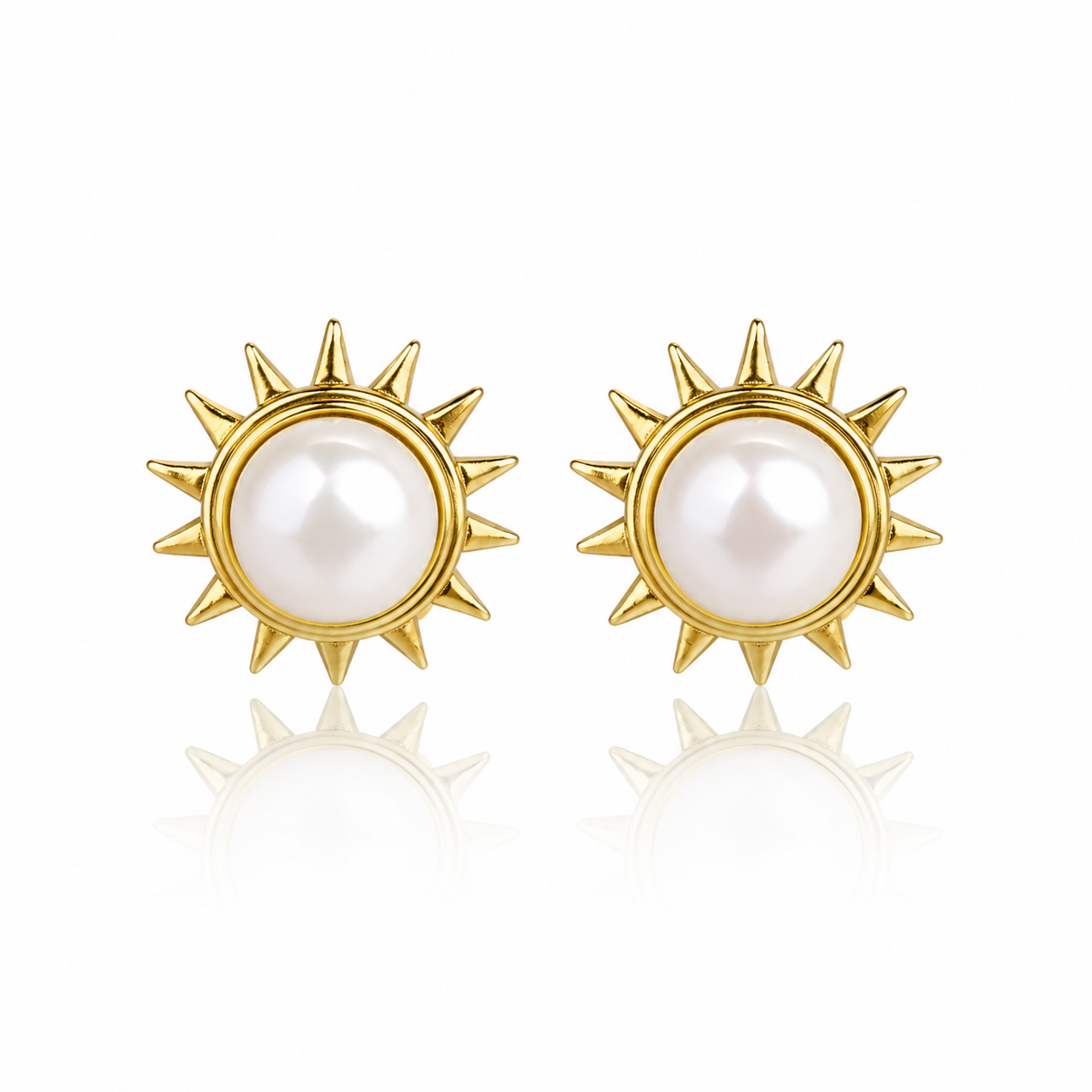 Solar Pearl Stud Earrings