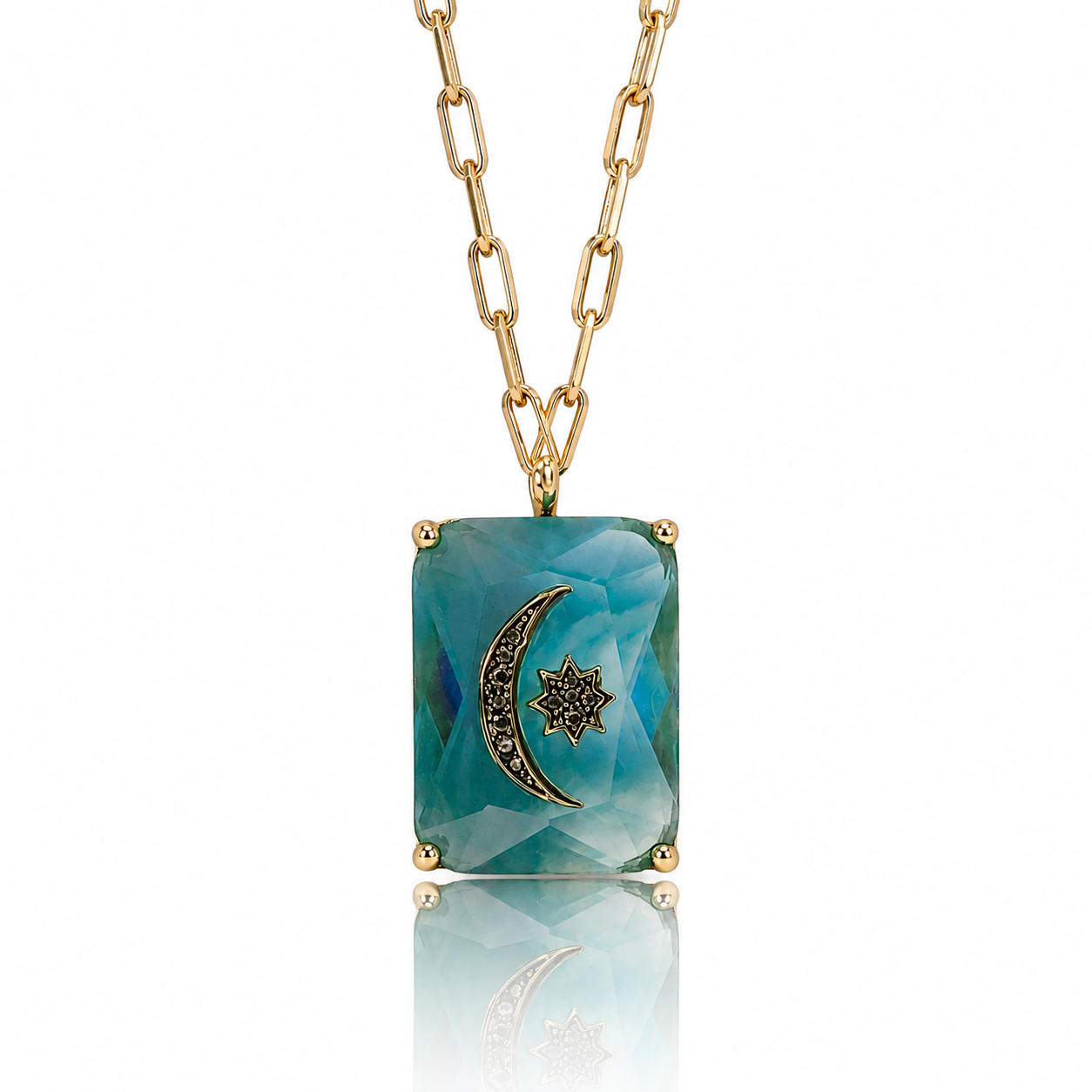 Celestial Crescent Medallion Necklace