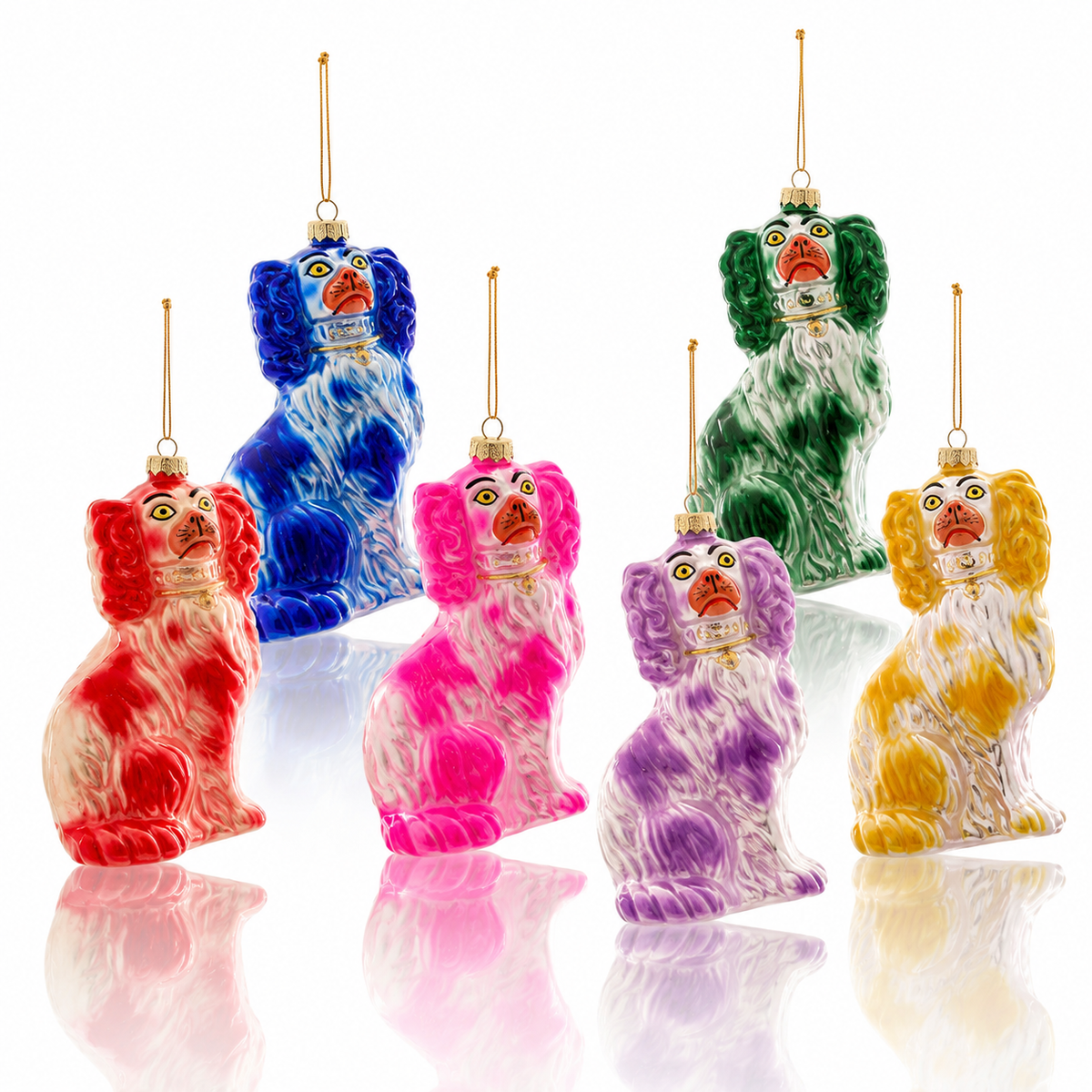 Staffordshire Dog Glass Ornaments