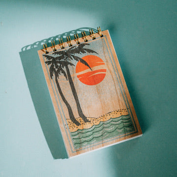 Wood Notepad Sunset Palm
