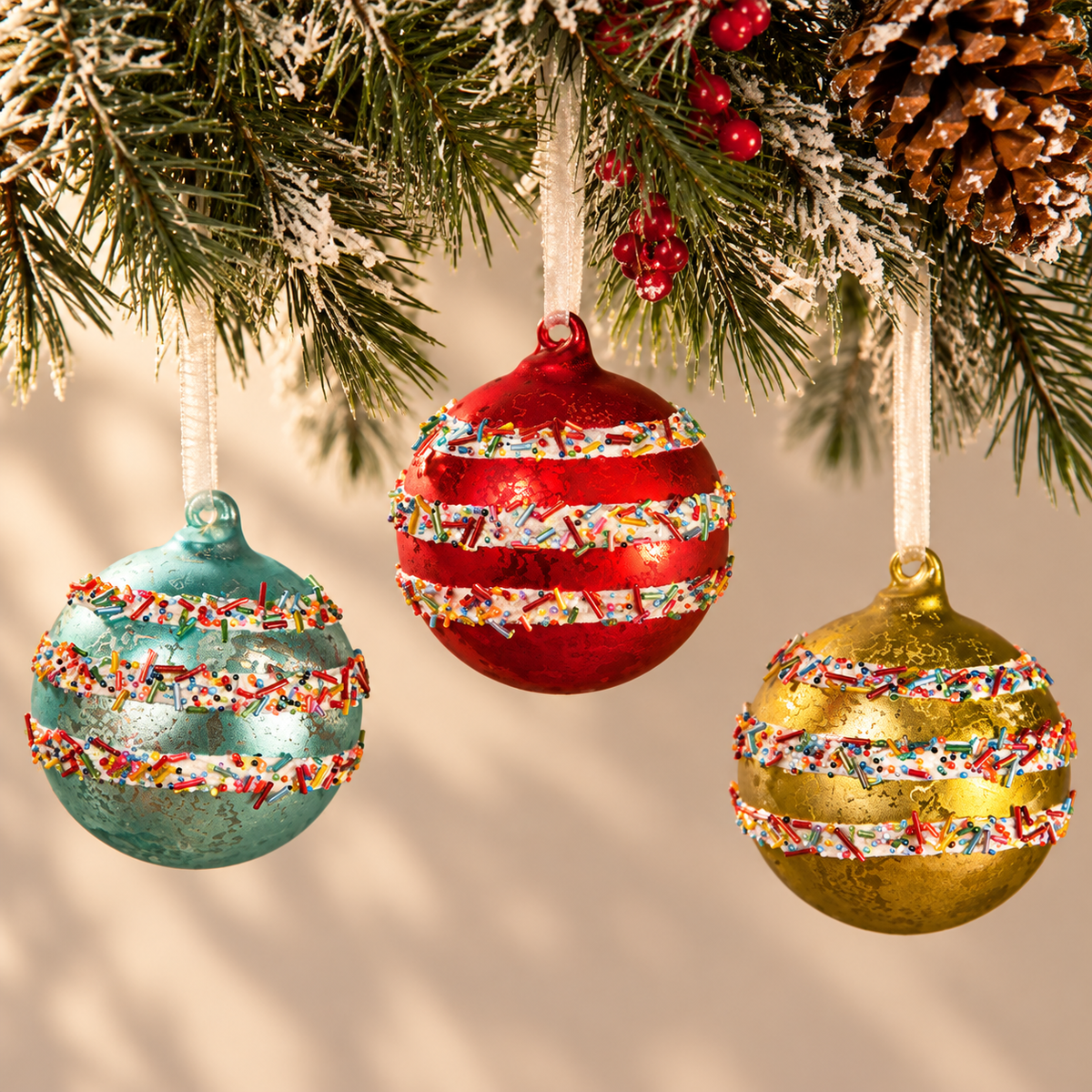 Sprinkles Tree Diorama Glass Ornaments