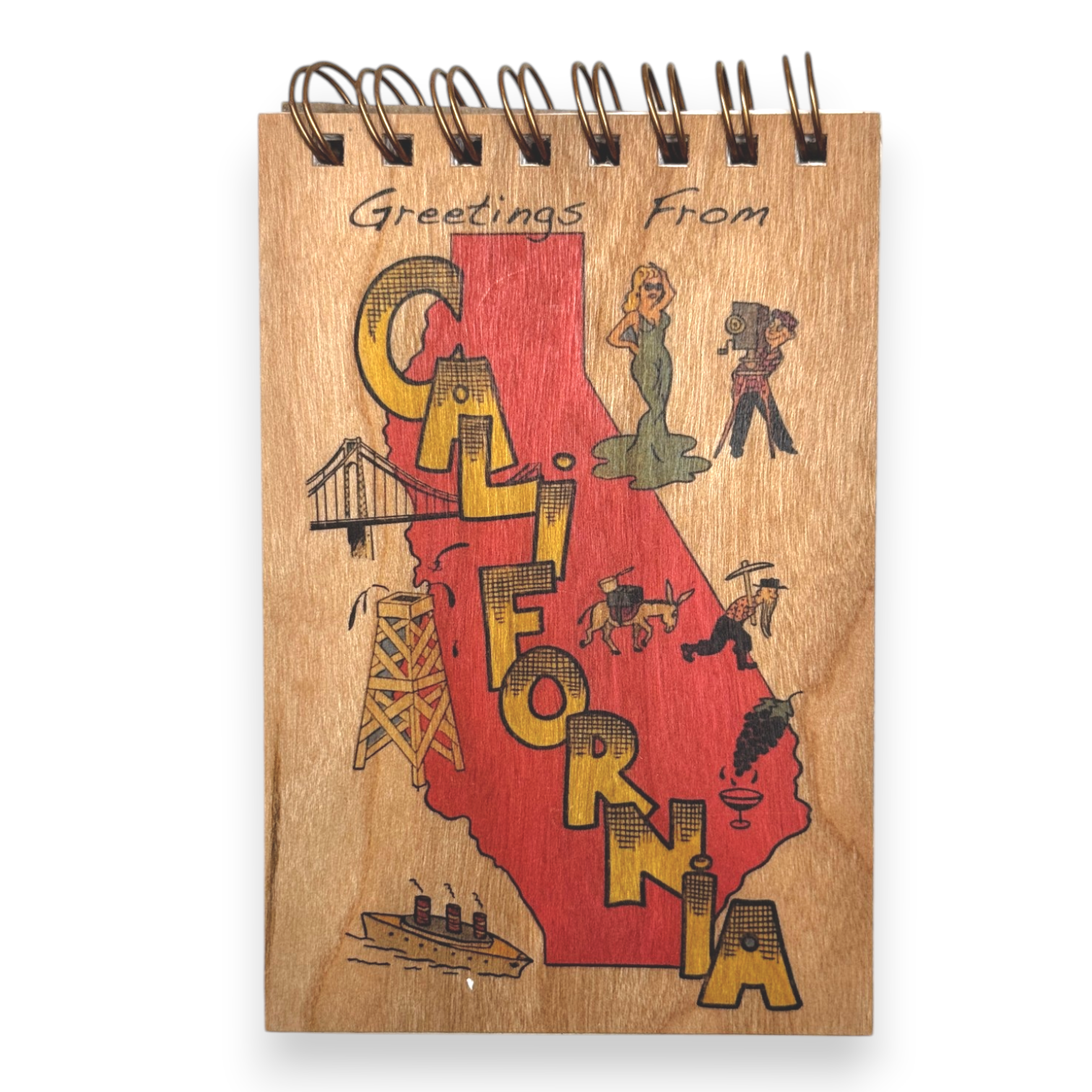 Wood Notepad Vintage Greetings California 