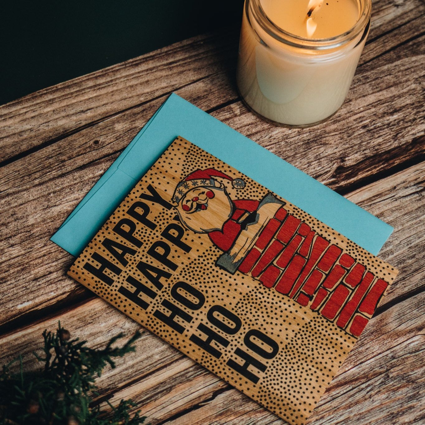 Wood Folding Card  - Happy Ho Ho Ho