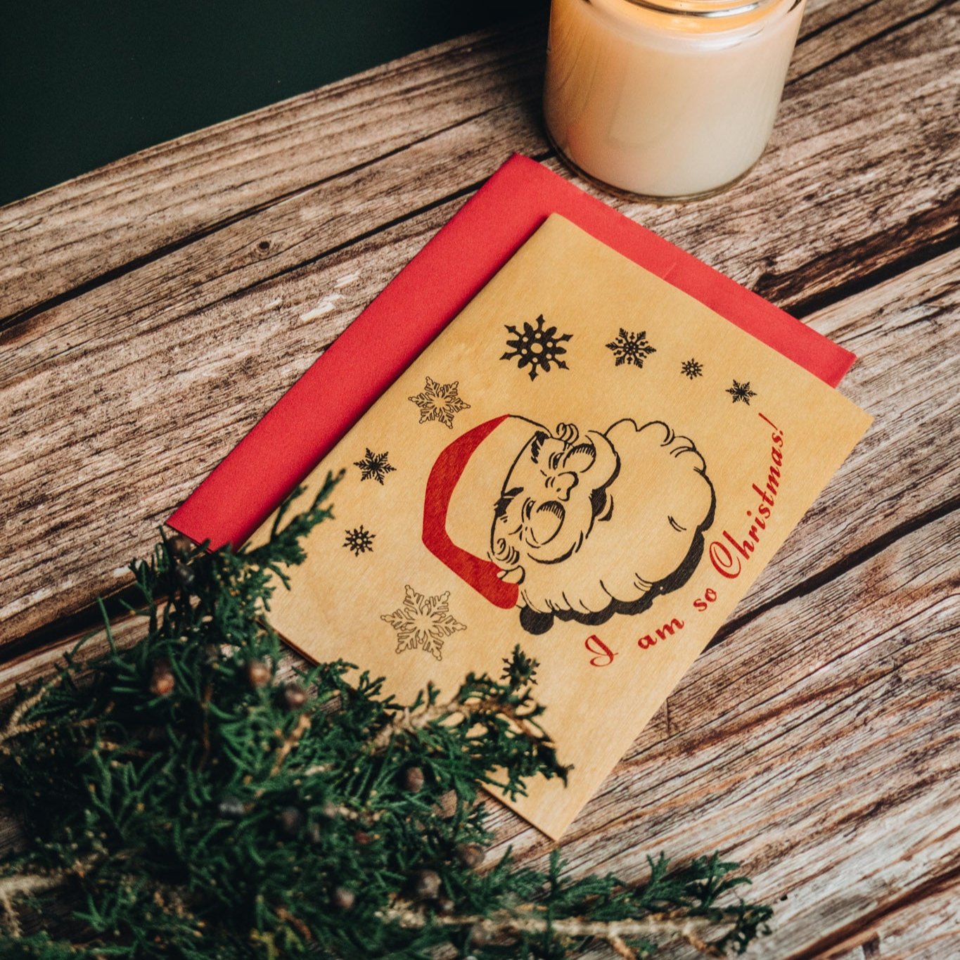 Wood Folding Card - So Christmas
