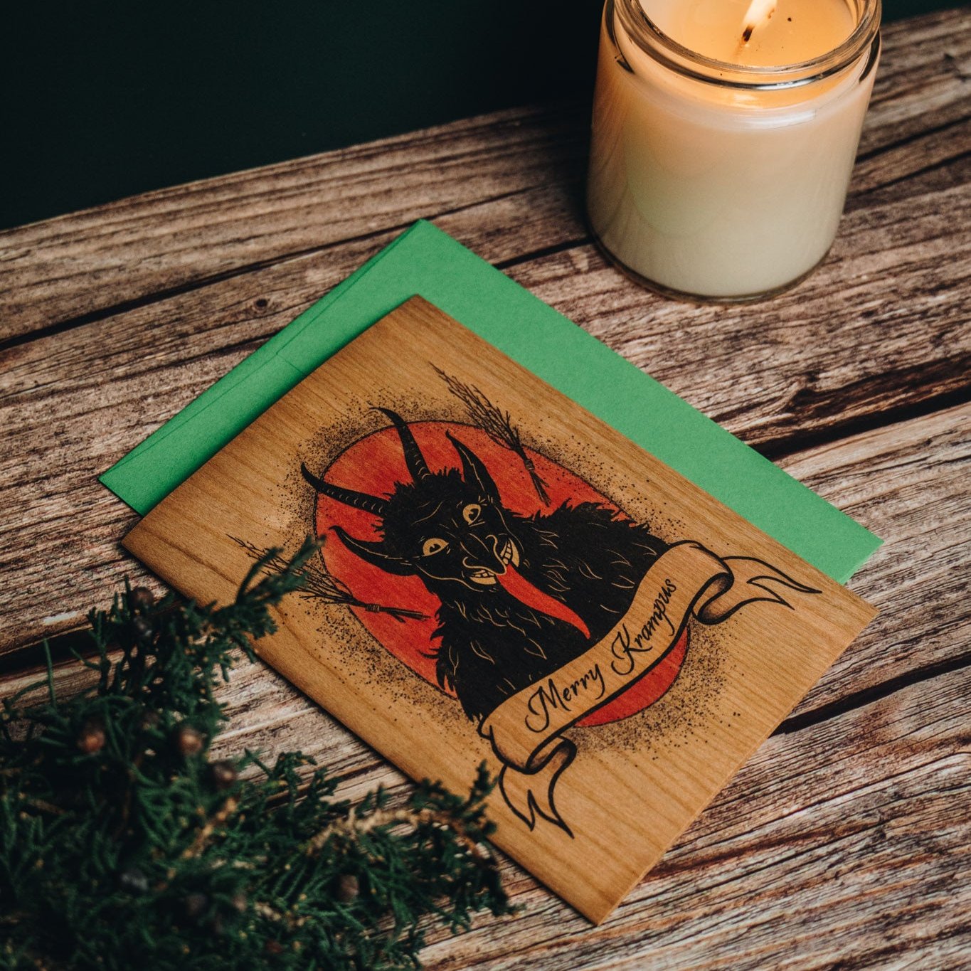 Holiday Wood Folding Card - Krampus