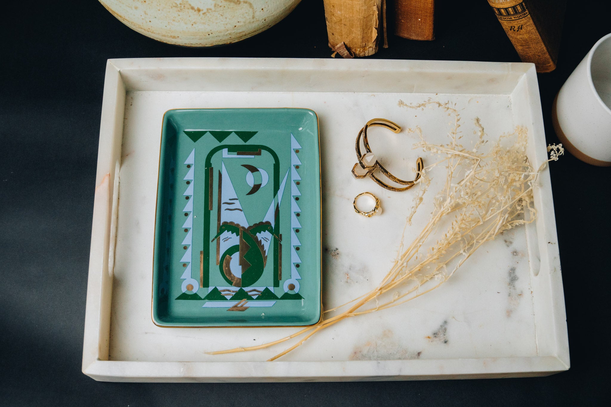 Deco Seahorse Ceramic Tray