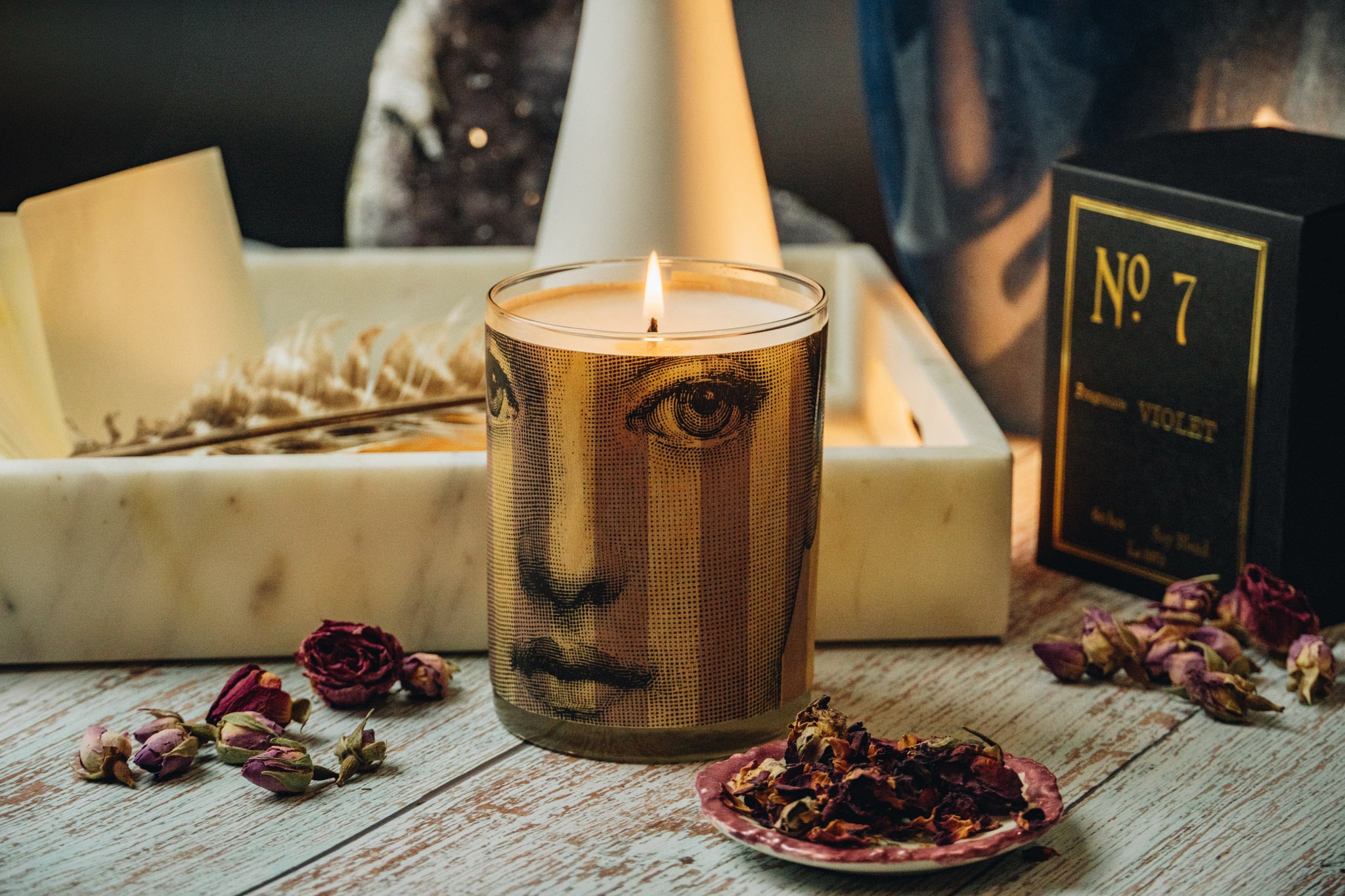 Wood Candle No. 7 Violet