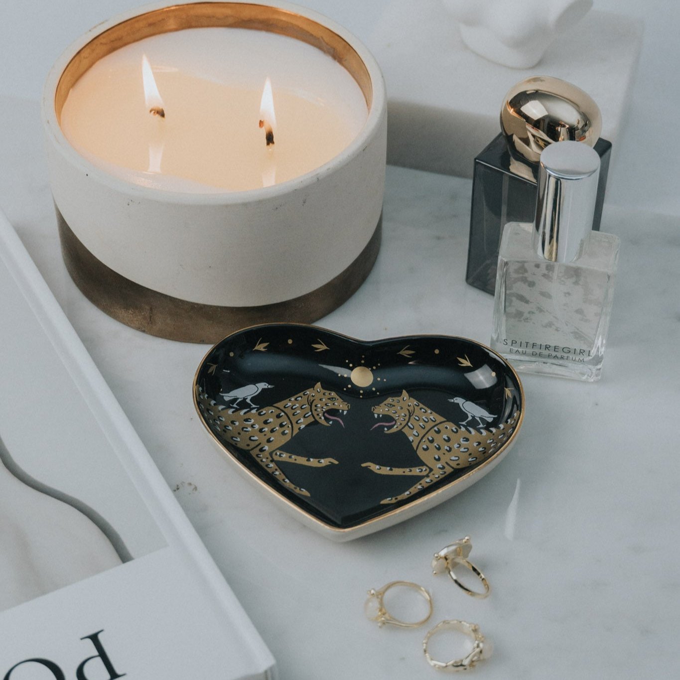 5" Ceramic Heart Dish - Two Cheetahs